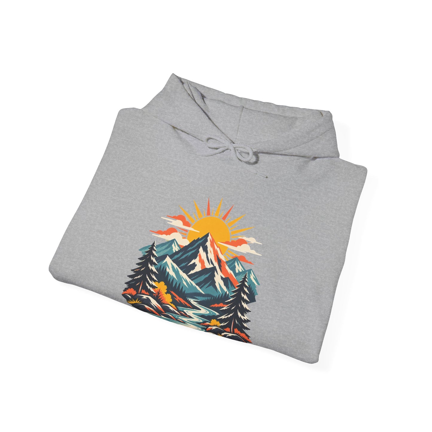 Alpine Sunrise River Mountain Adventure Art Hoodie