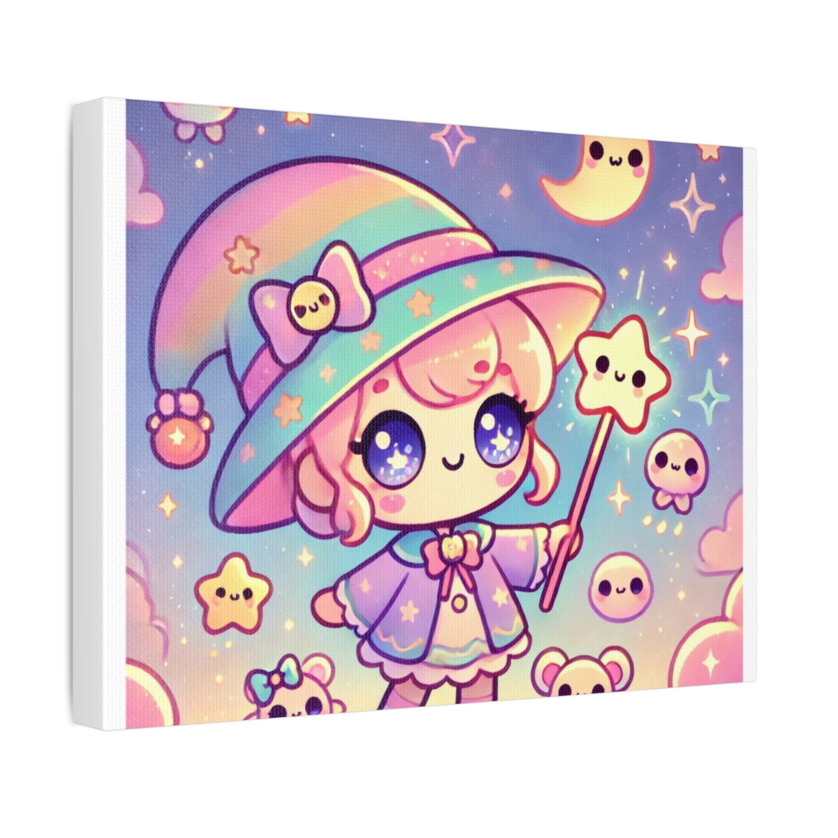 Kawaii Moon Wand Pastel Fantasy Canvas Wall Art