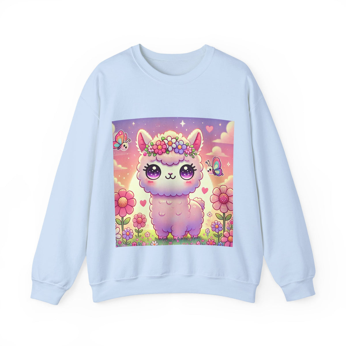 Pastel Floral Alpaca Garden Kawaii Sweatshirt