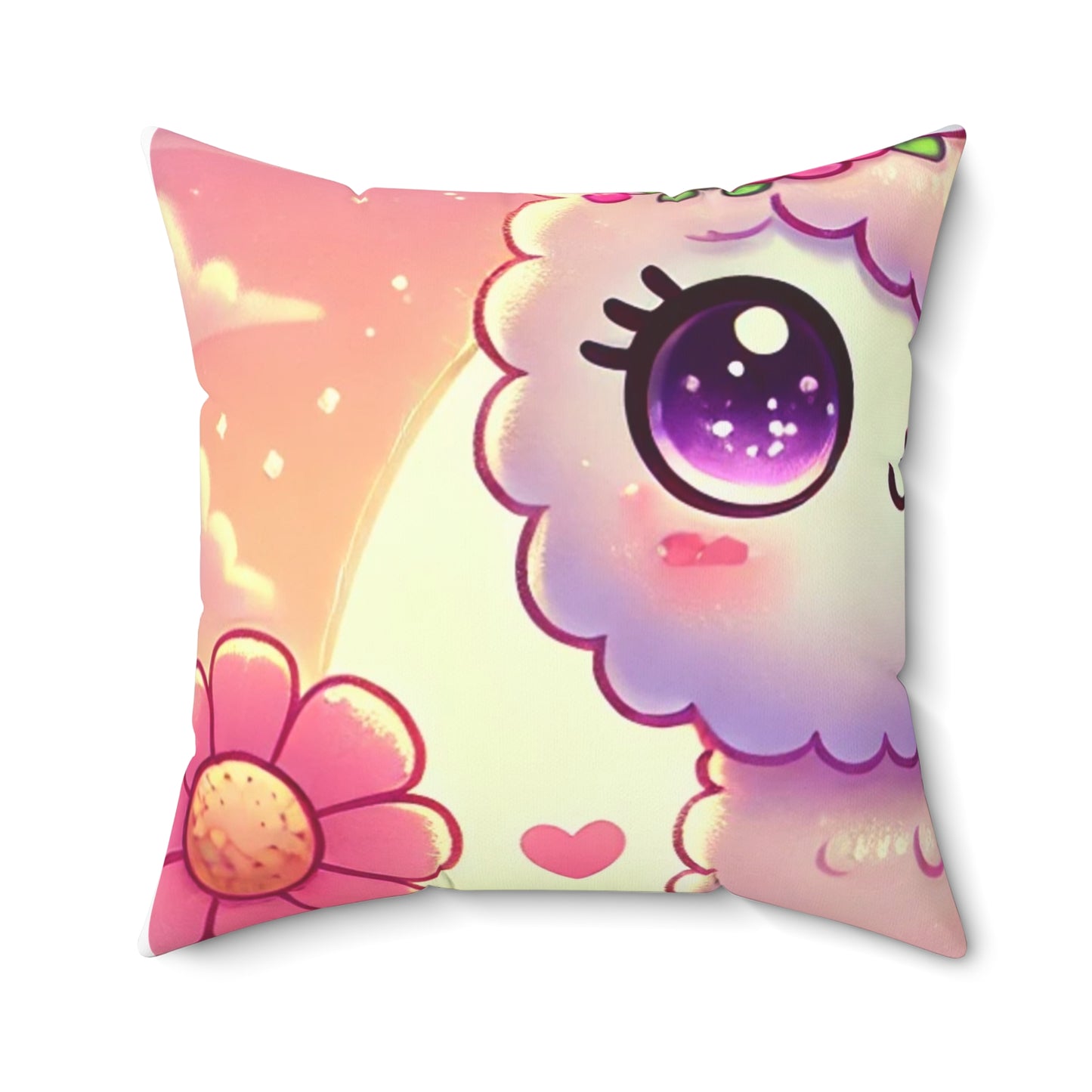 Pastel Floral Alpaca Garden Kawaii Decorative Pillow