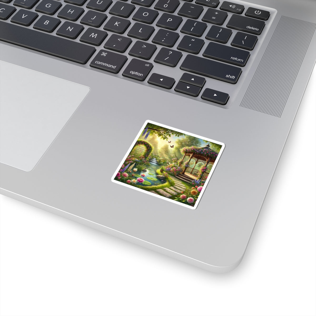 Sunlit Rose Gazebo Cottage Garden Sticker