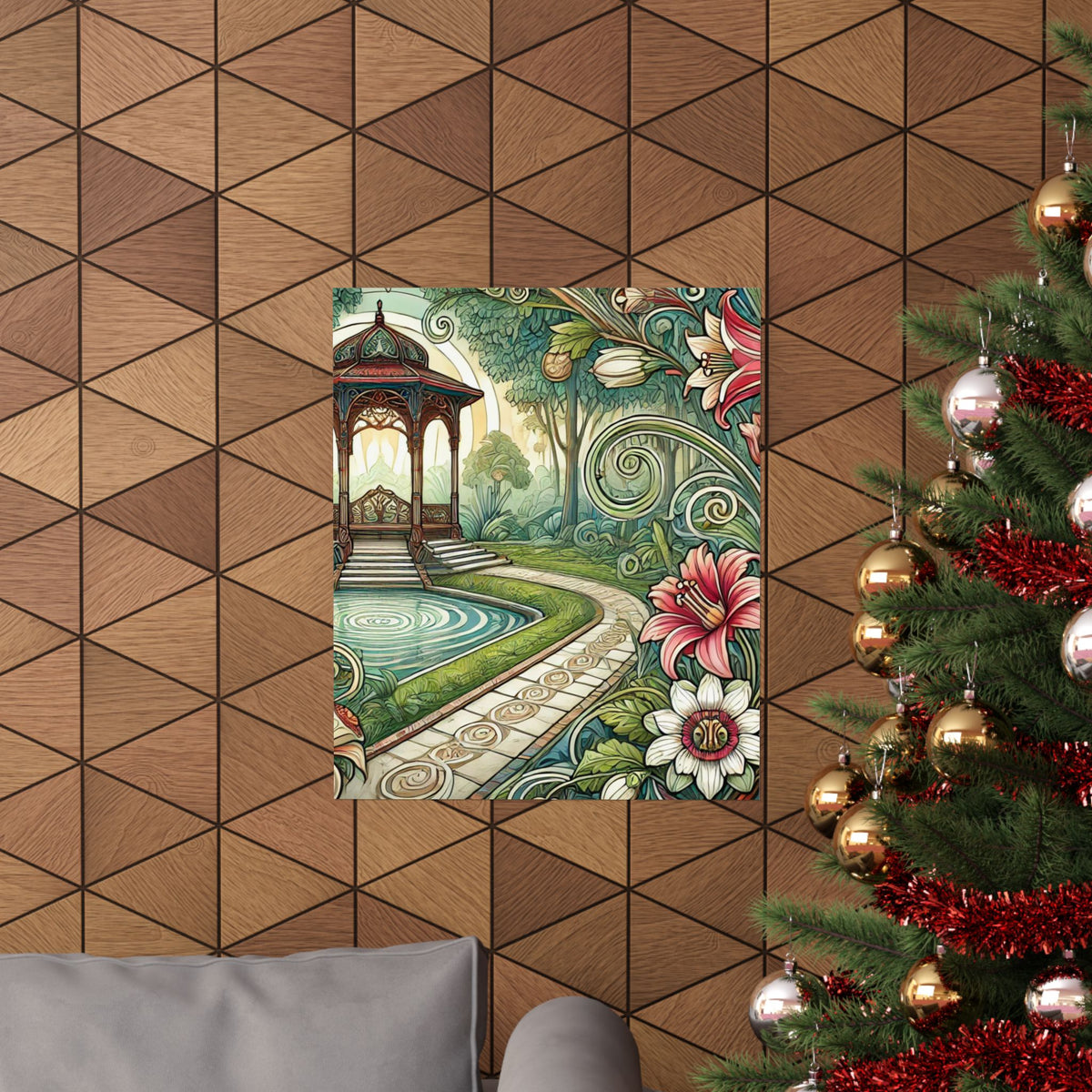 Botanical Gazebo Garden Art Nouveau Wall Art Poster