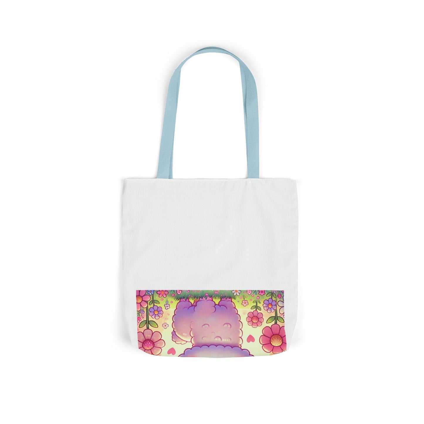 Pastel Floral Alpaca Garden Kawaii Canvas Tote Bag