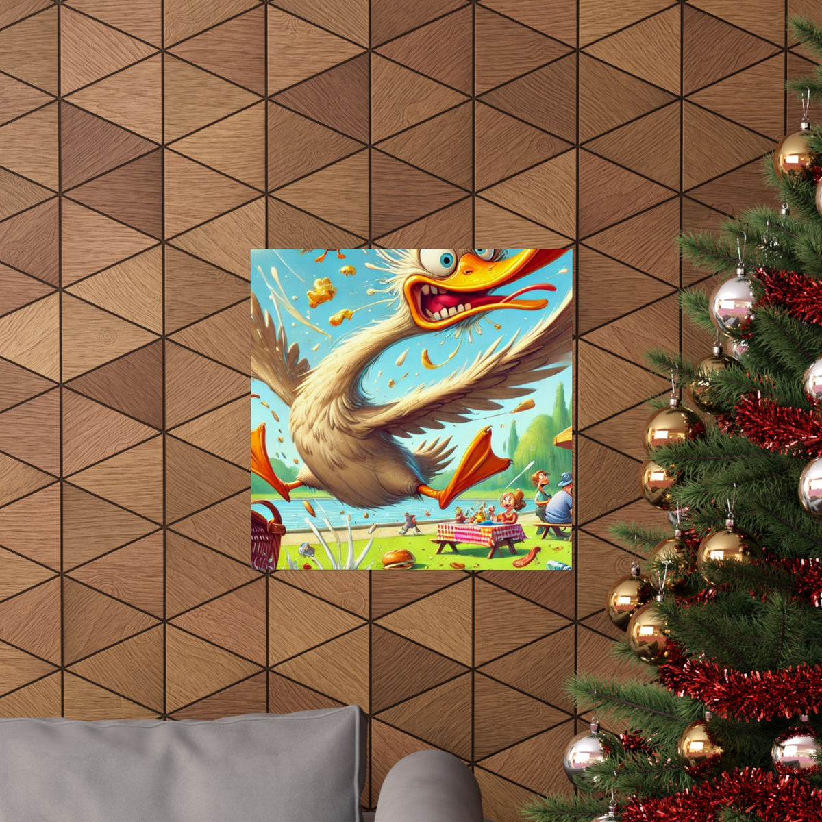 Chaotic Picnic Duck Funny Summer Wall Art Poster