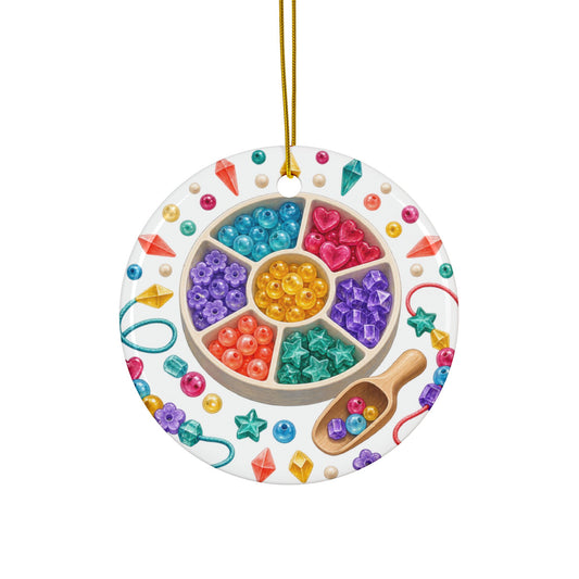 Colorful Bead Sorting Workshop Round Ornament
