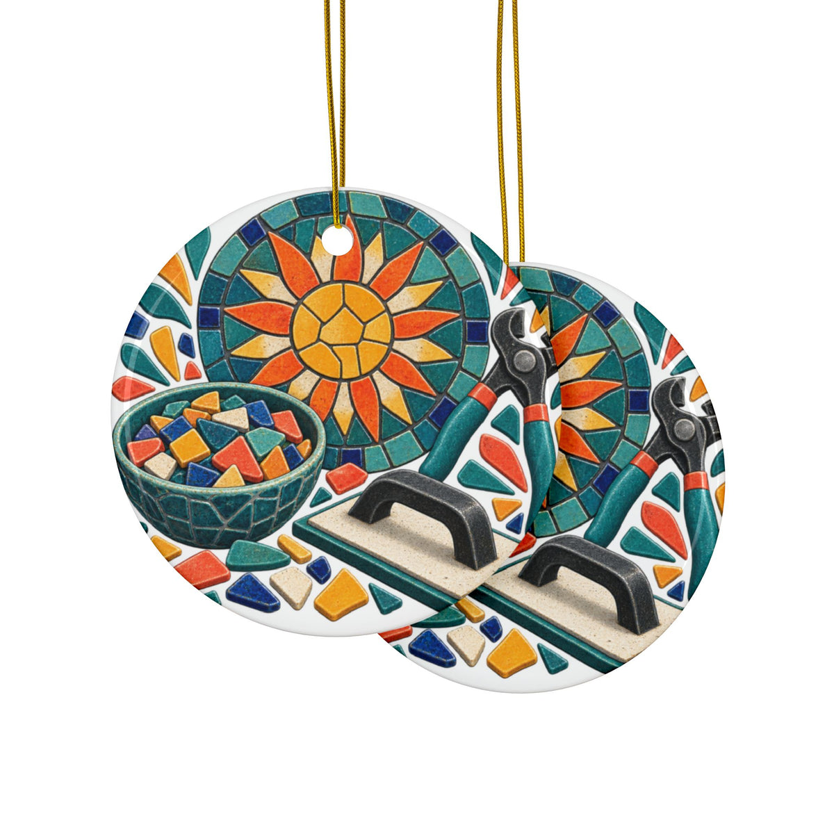 Sunburst Mosaic Making Workshop Round Ornament