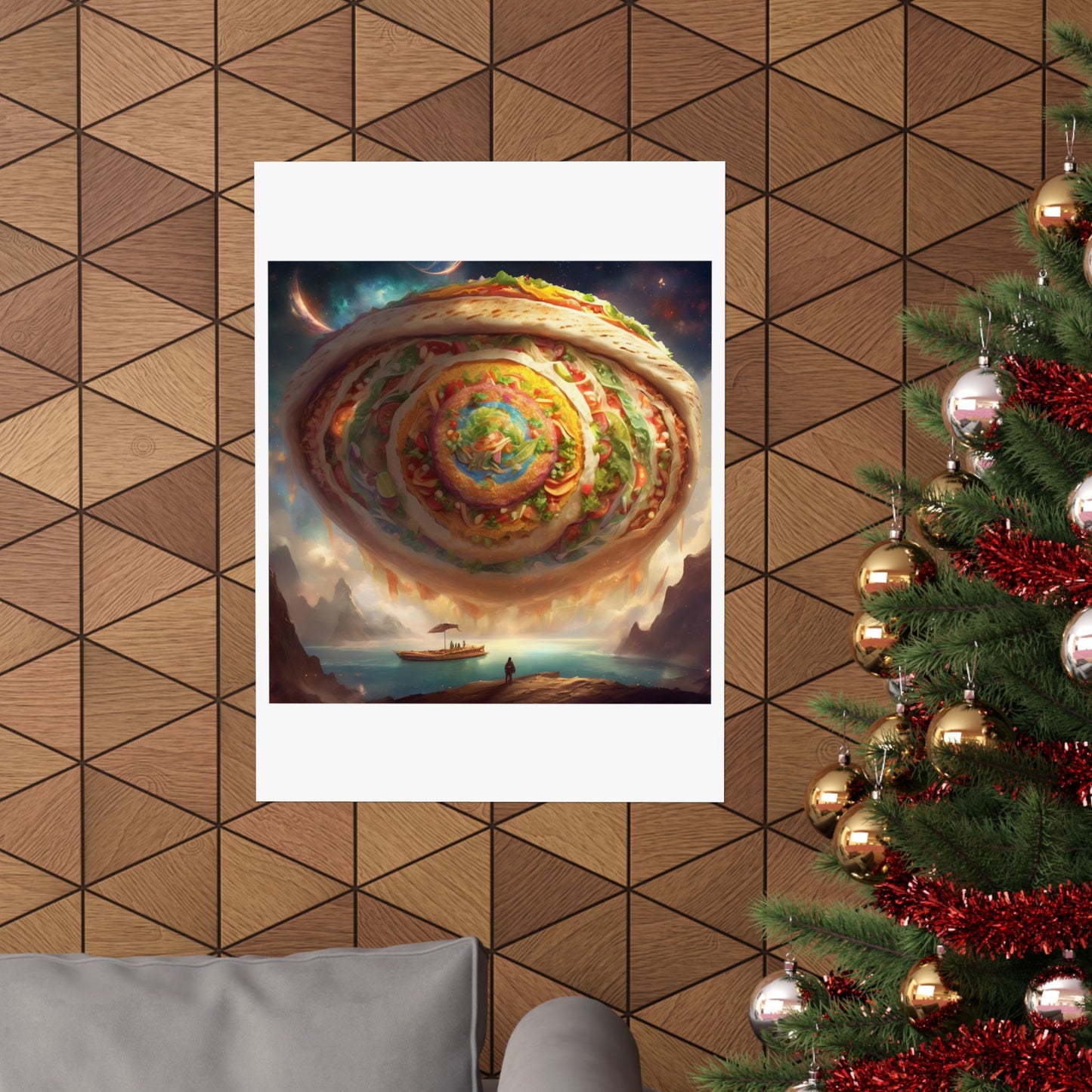 Cosmic Taco Portal Surreal Food Fantasy Art Poster