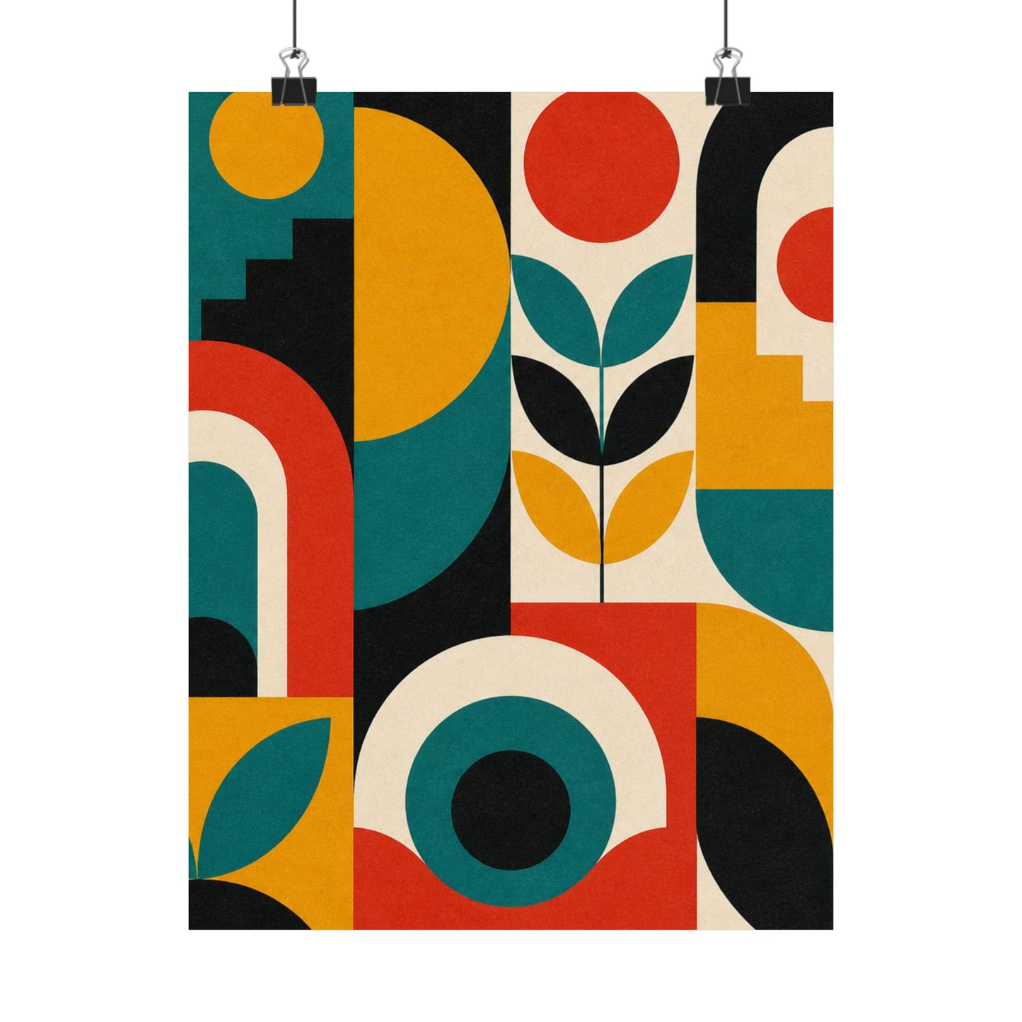 Mid Century Arches Botanical Geometric Abstract Poster