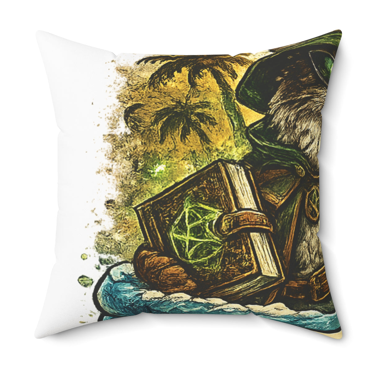 Crazy Cat Wizard Funny Fantasy Decorative Pillow