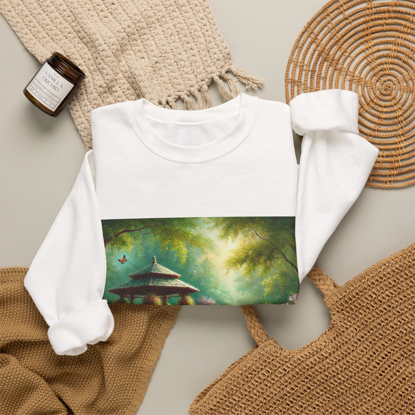 Spring Garden Gazebo Floral Landscape Sweatshirt