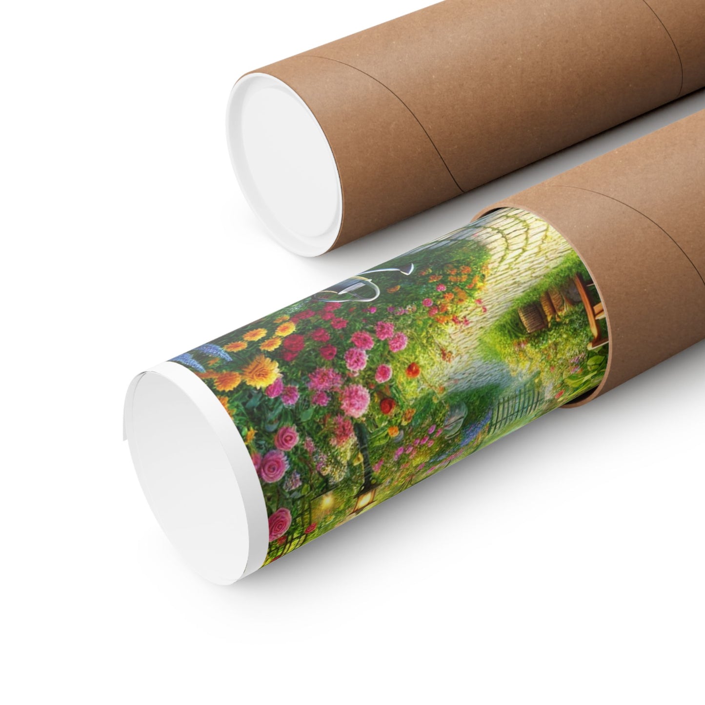 Sunlit Spring Flower Garden Bench Poster