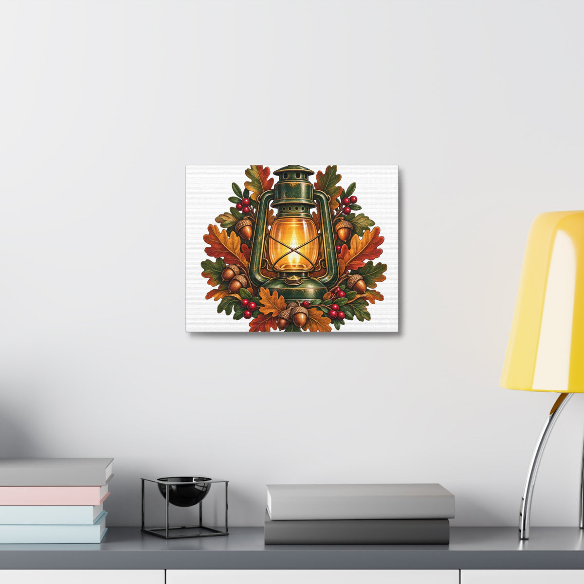Autumn Oak Lantern and Acorns Canvas