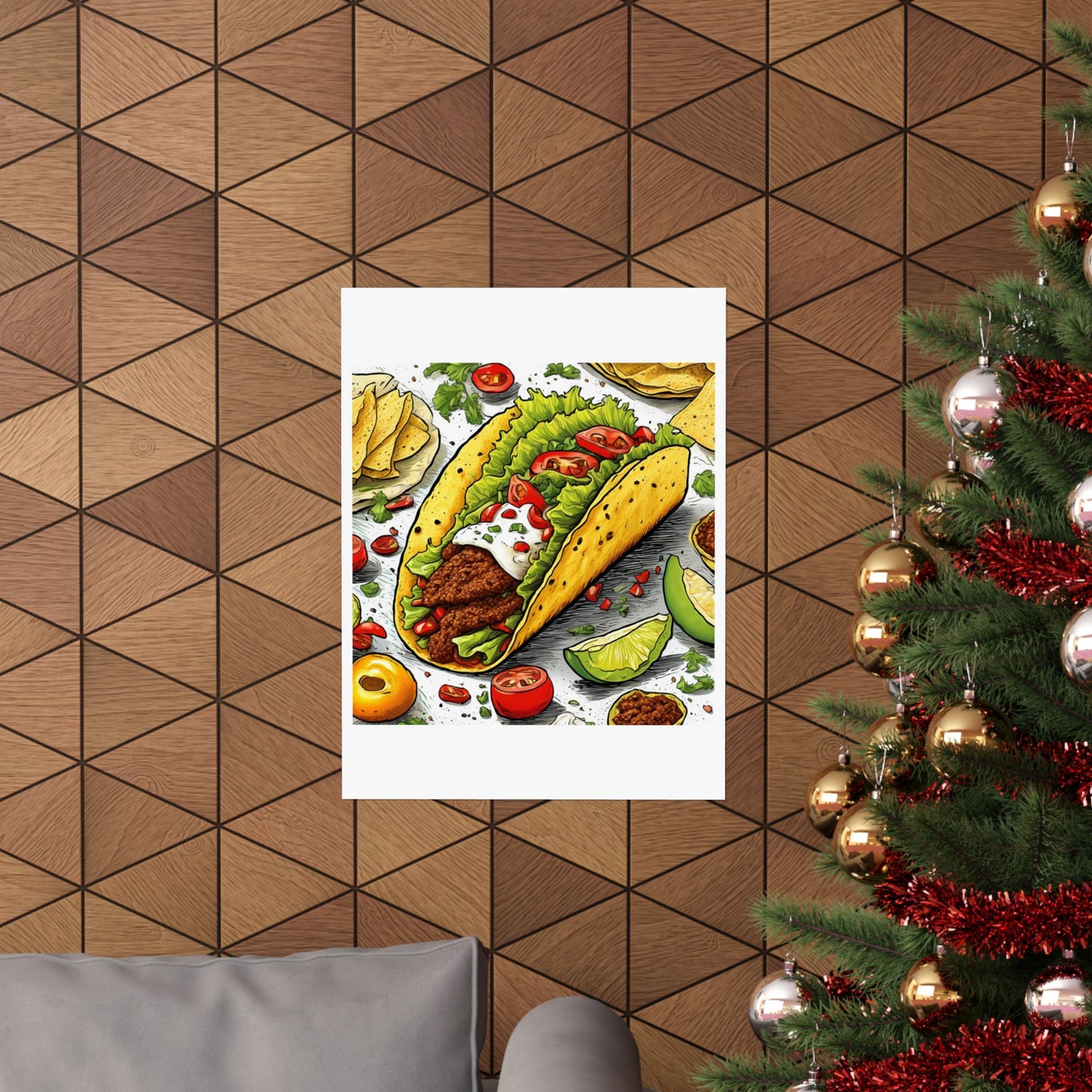 Bold Taco Illustration Foodie Gift Art Poster