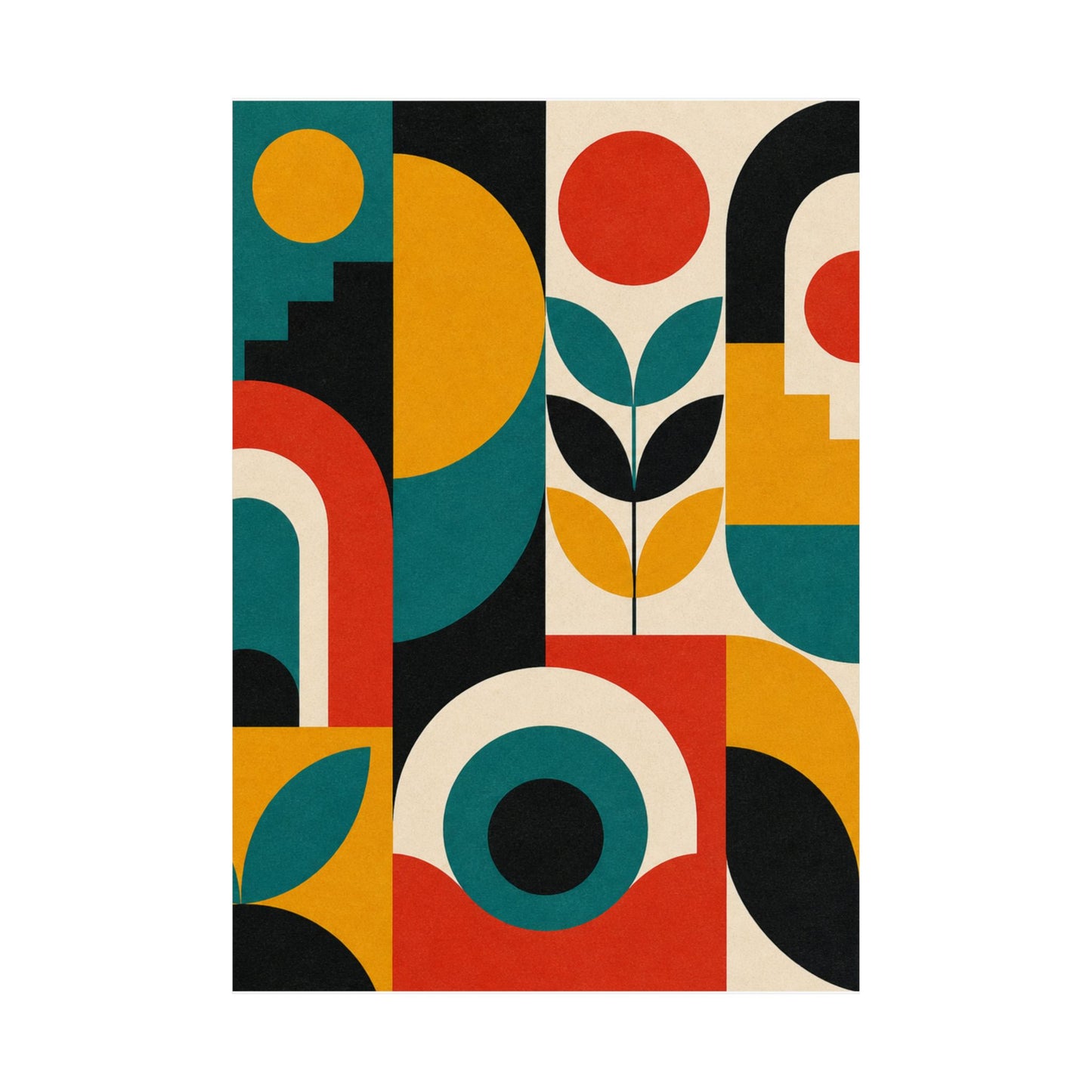 Mid Century Arches Botanical Geometric Abstract Poster