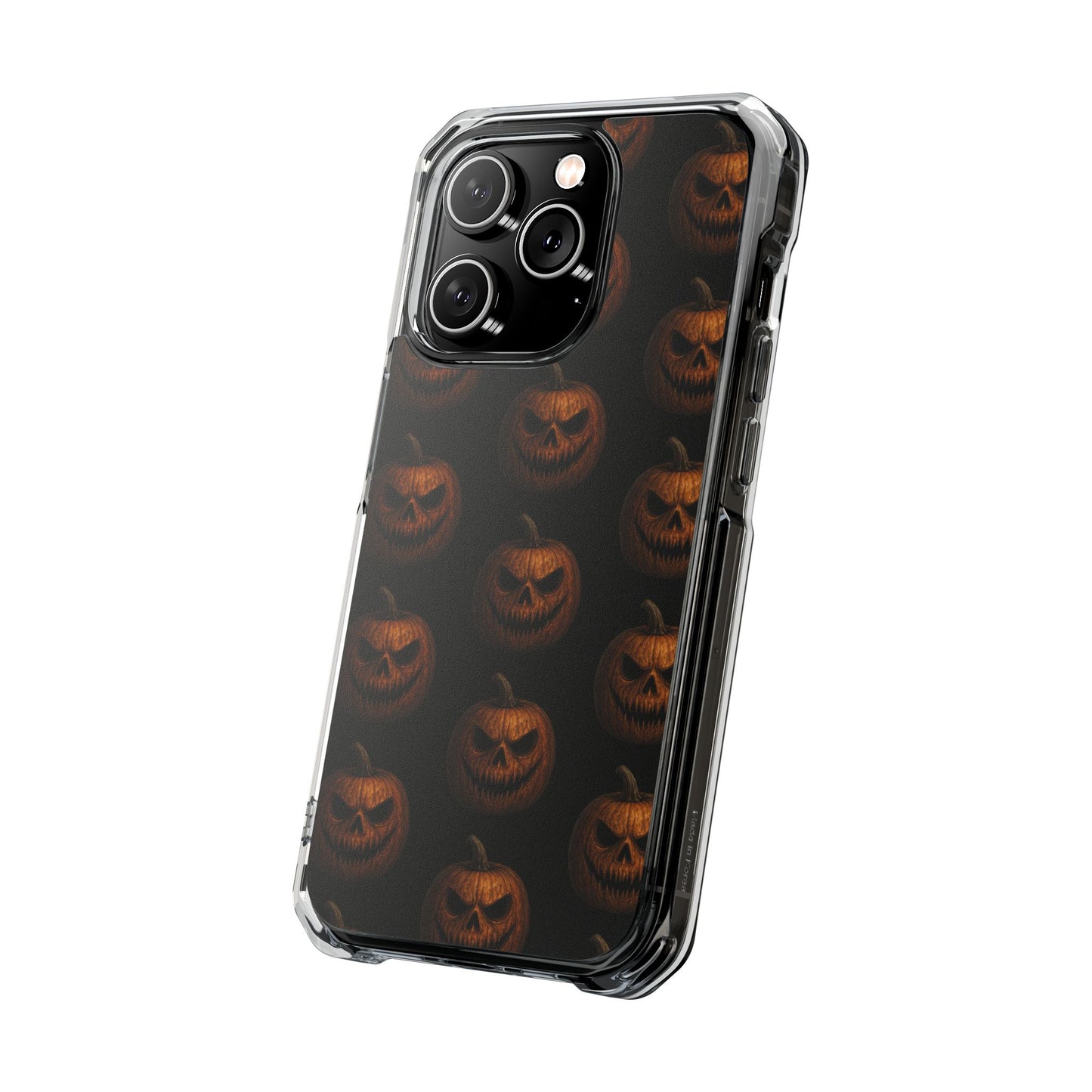 Magnet Cover, Halloween Pumpkin Spooky Phone Case, Horror Jack-O-Lantern Black Case, Magnetic Clear Impact Cover, Scary Cellphone Slim
