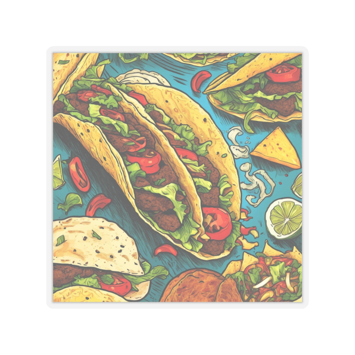 Taco Party Pattern Foodie Gift Art Sticker