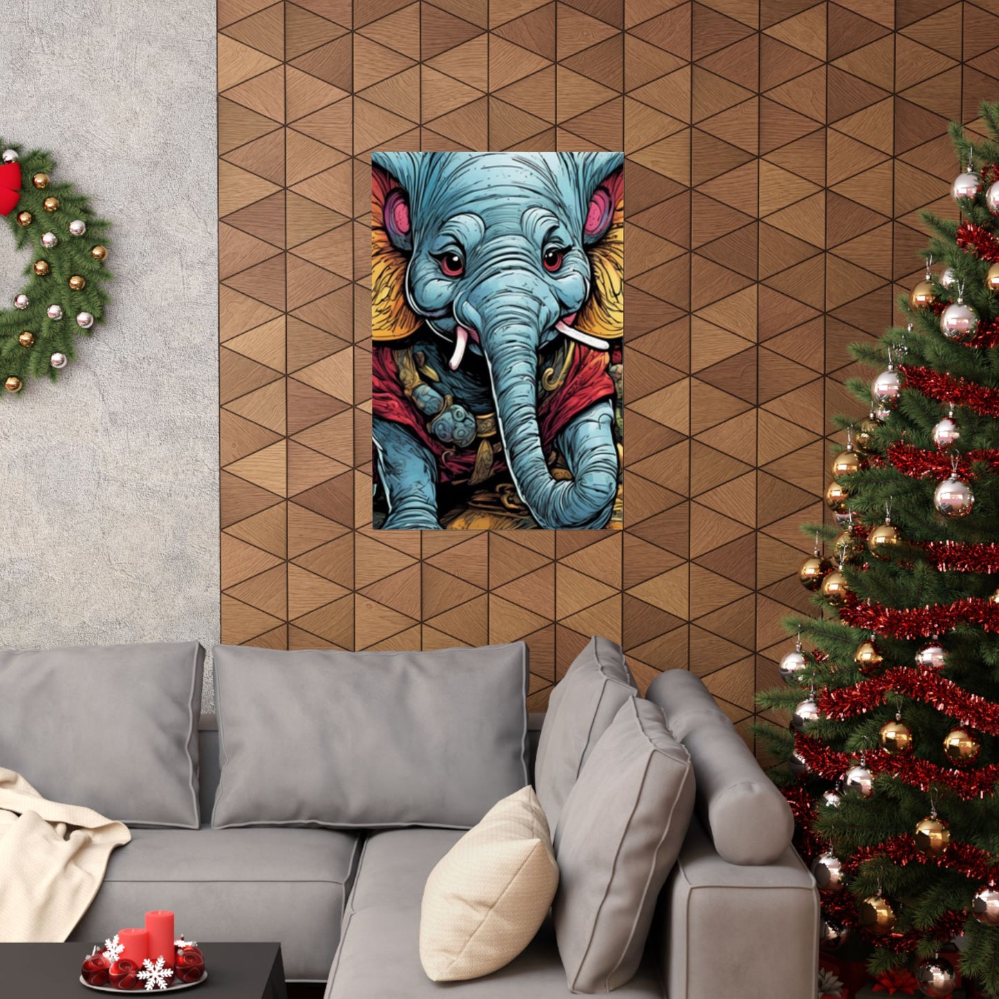 Colorful Elephant Garden Parade Wildlife Wall Art Poster