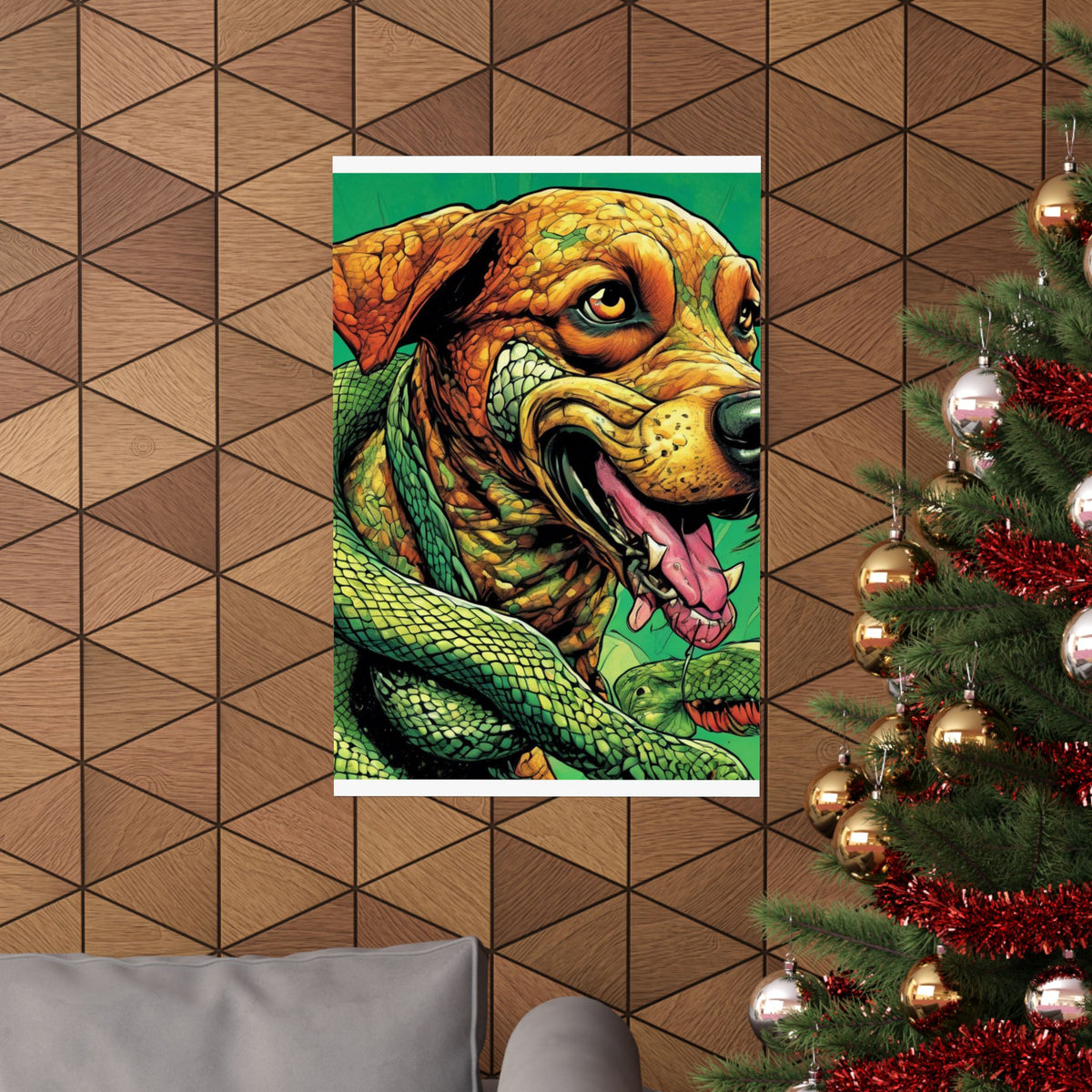 Serpent Guardian Dog Bold Fantasy Creature Art Poster