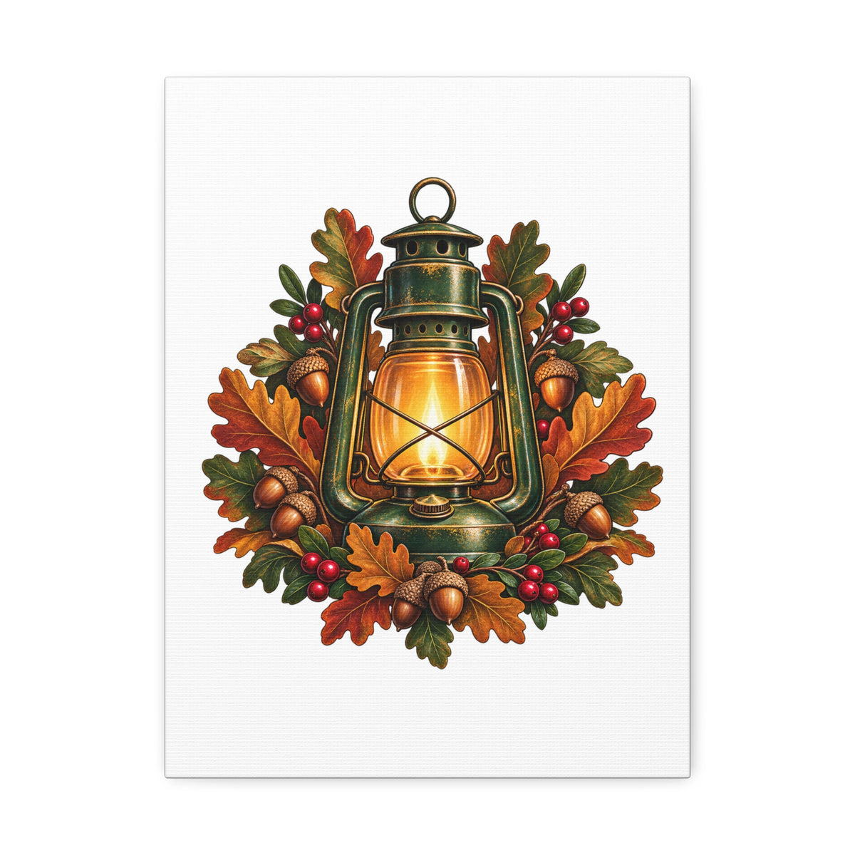 Autumn Oak Lantern and Acorns Canvas
