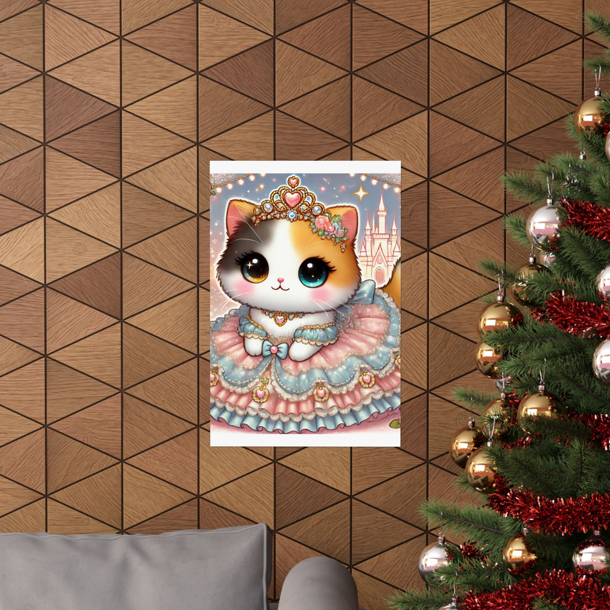 Pastel Princess Calico Cat Fantasy Wall Art Poster