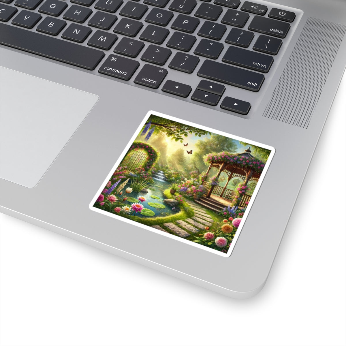 Sunlit Rose Gazebo Cottage Garden Sticker