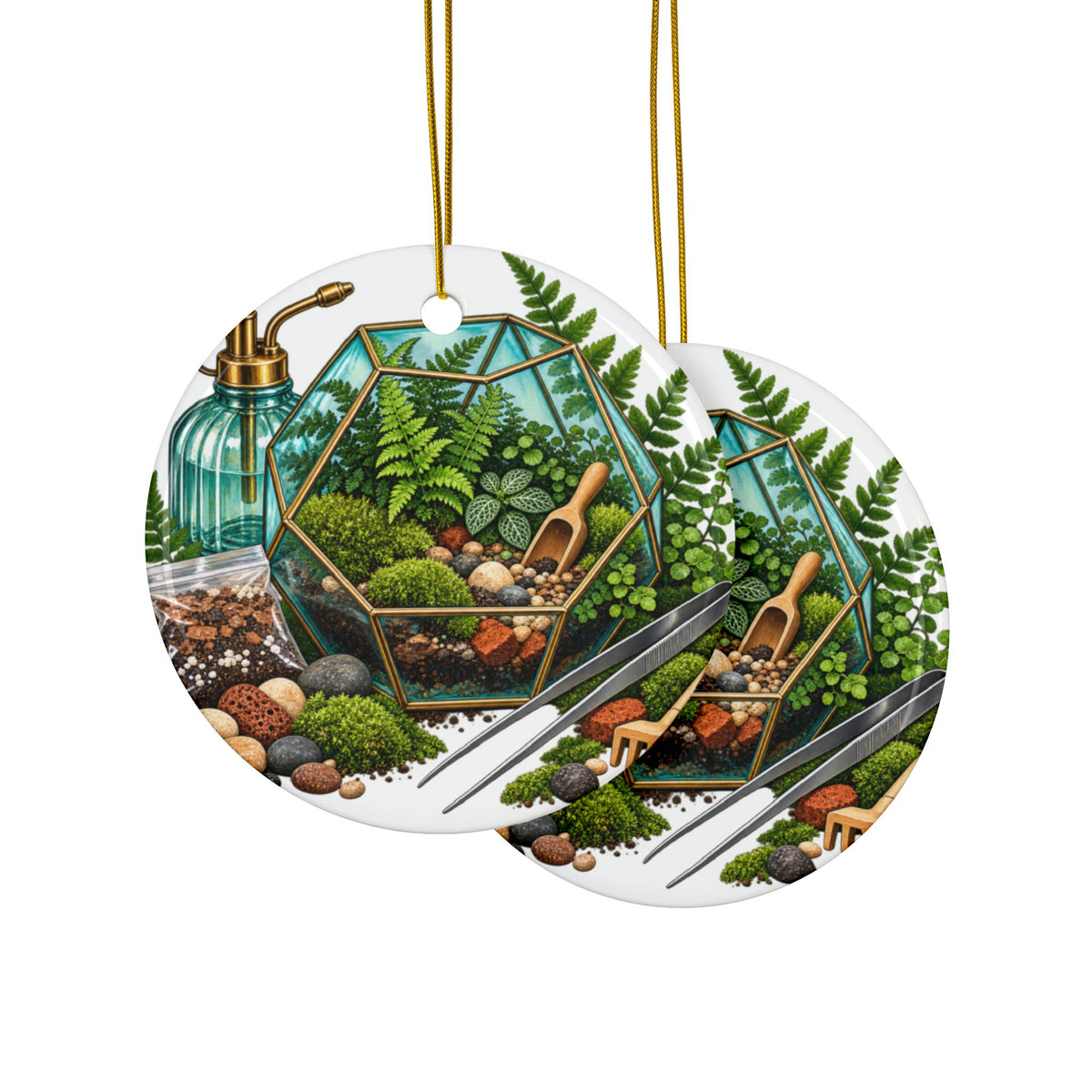 Fern Terrarium Building Workshop Round Ornament