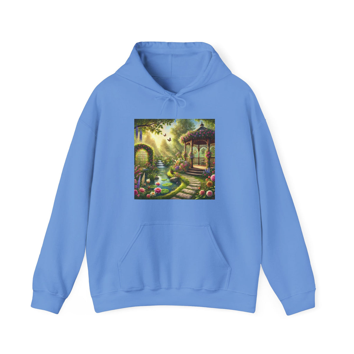 Sunlit Rose Gazebo Cottage Garden Hoodie