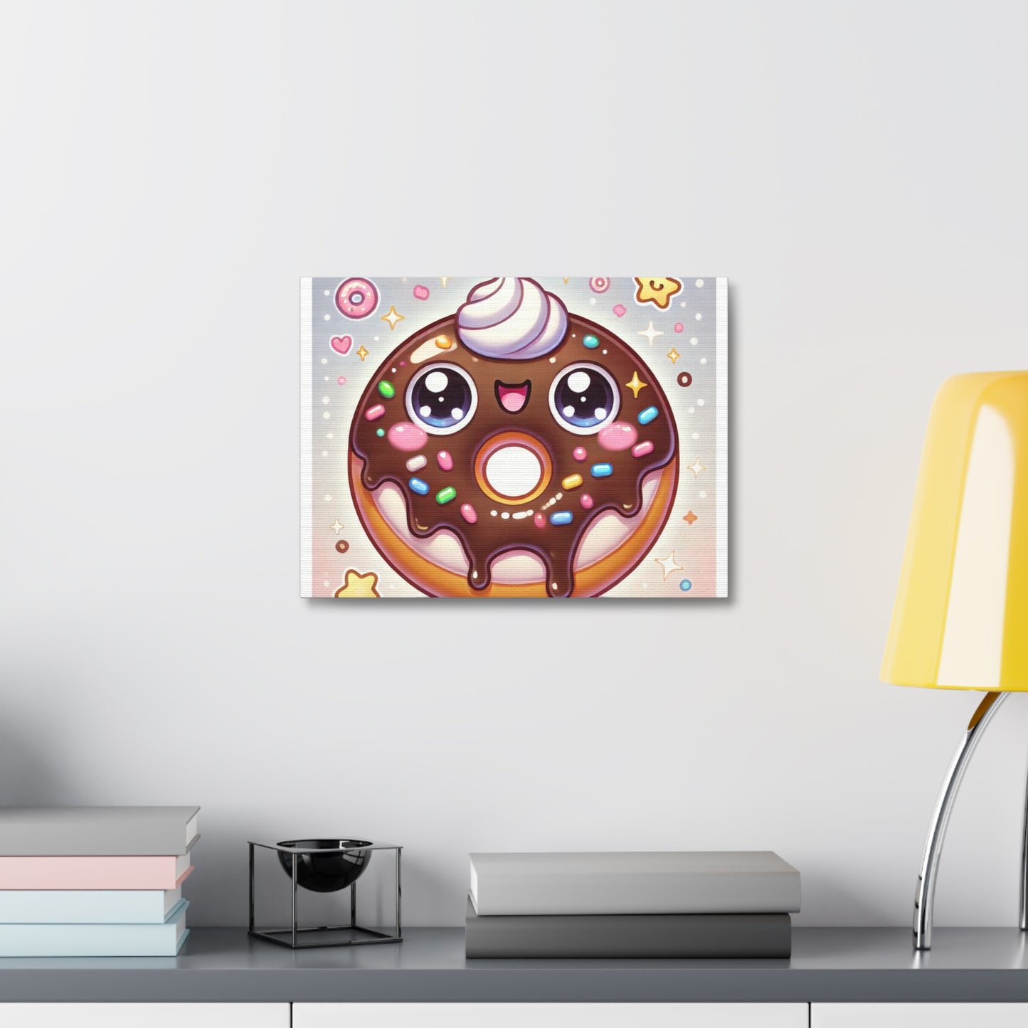 Kawaii Chocolate Donut Cute Dessert Canvas Wall Art