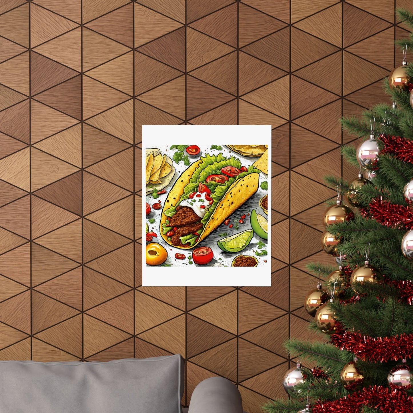 Bold Taco Illustration Foodie Gift Art Poster