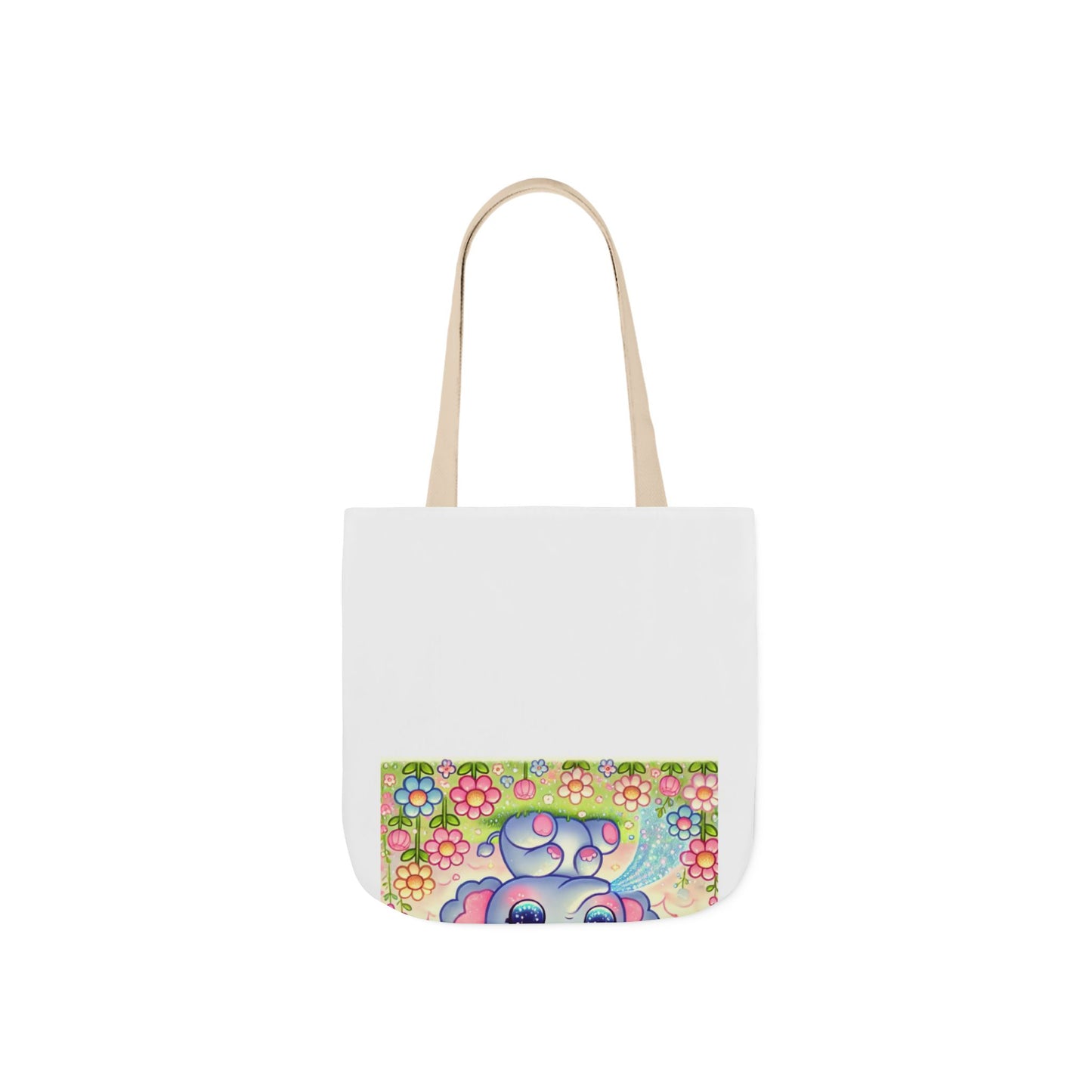 Pastel Rainbow Baby Elephant Floral Canvas Tote Bag