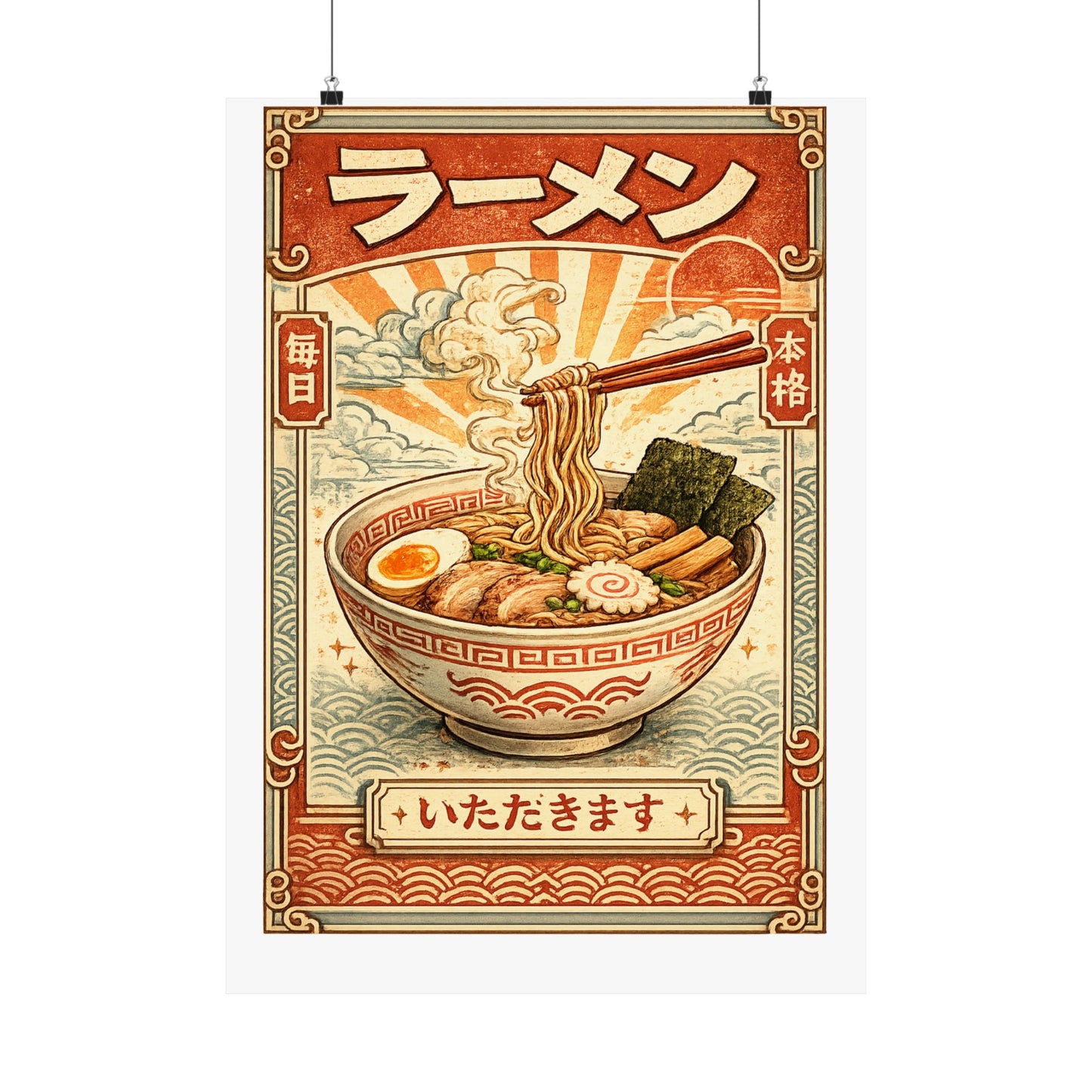 Vintage Ramen Bowl Japanese Food Art Poster