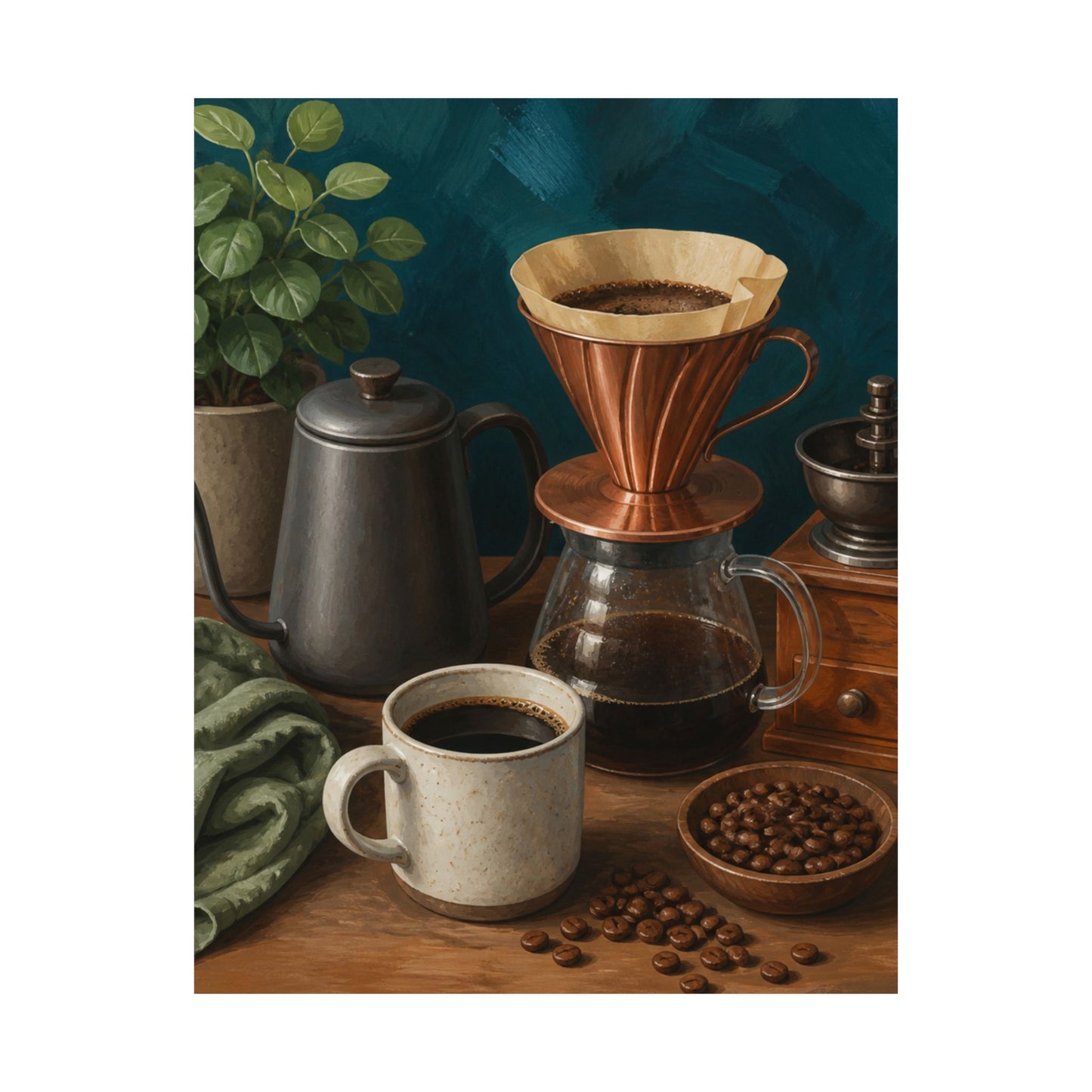 Warm Home Coffee Brewing Art Poster