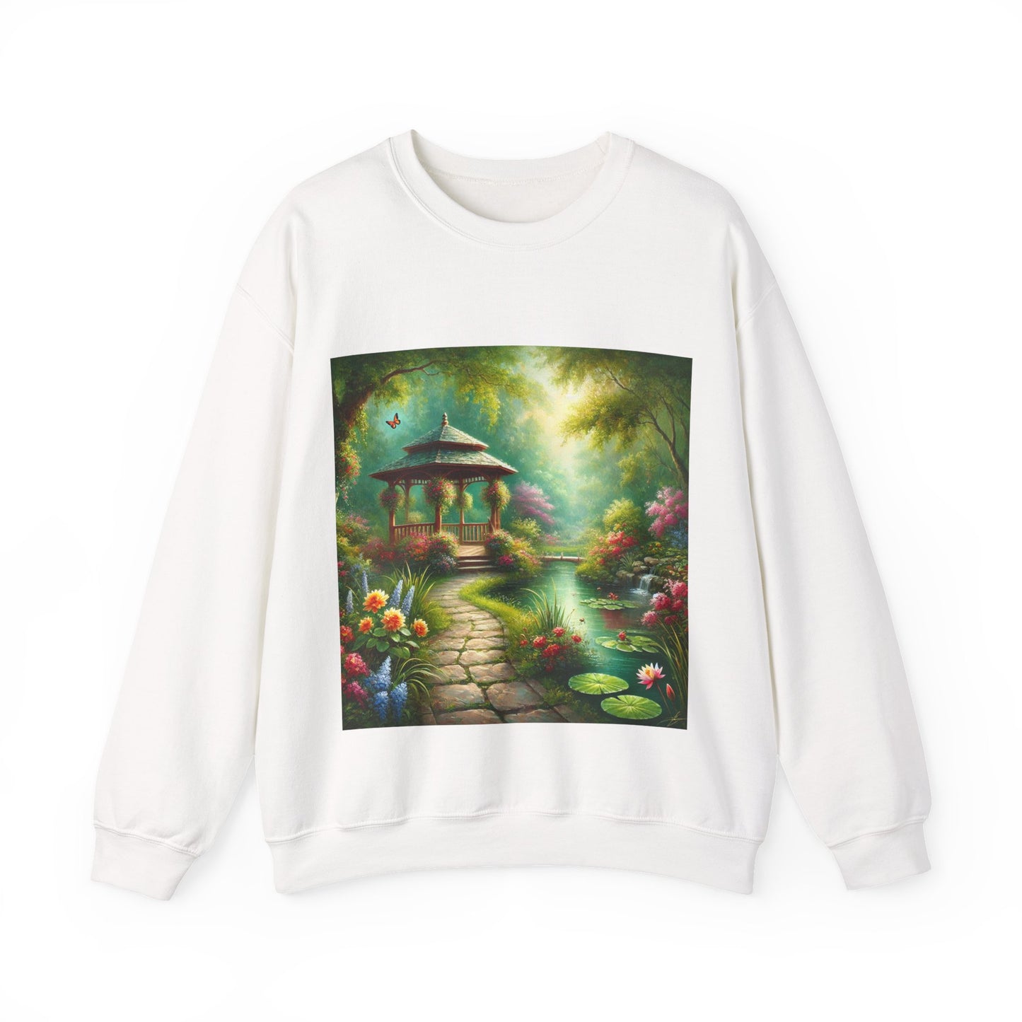 Spring Garden Gazebo Floral Landscape Sweatshirt