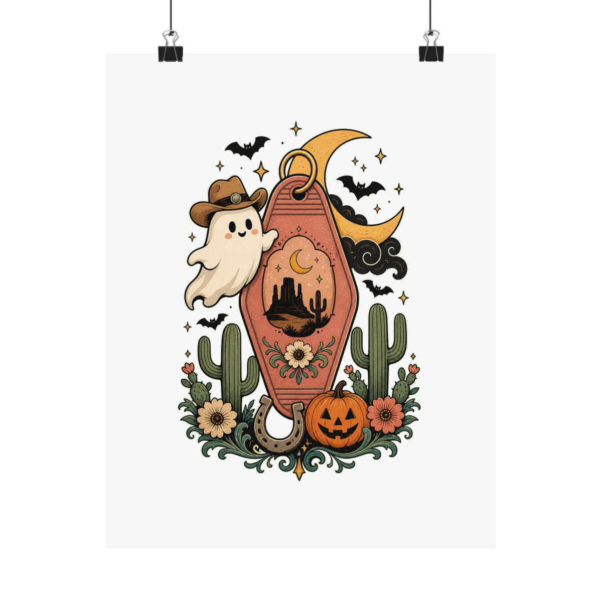 Haunted Desert Keytag Ghost Halloween Poster