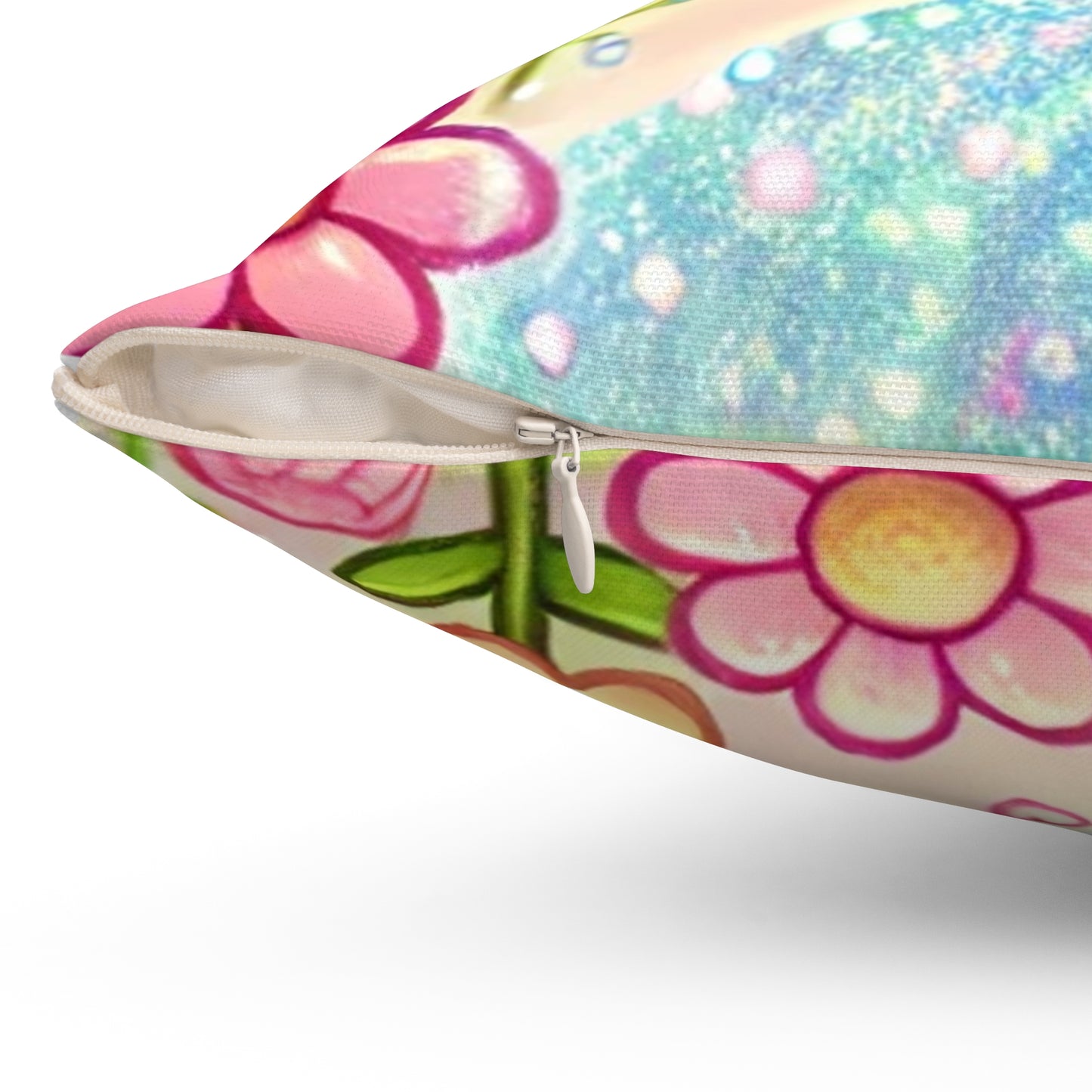 Pastel Rainbow Baby Elephant Floral Decorative Pillow