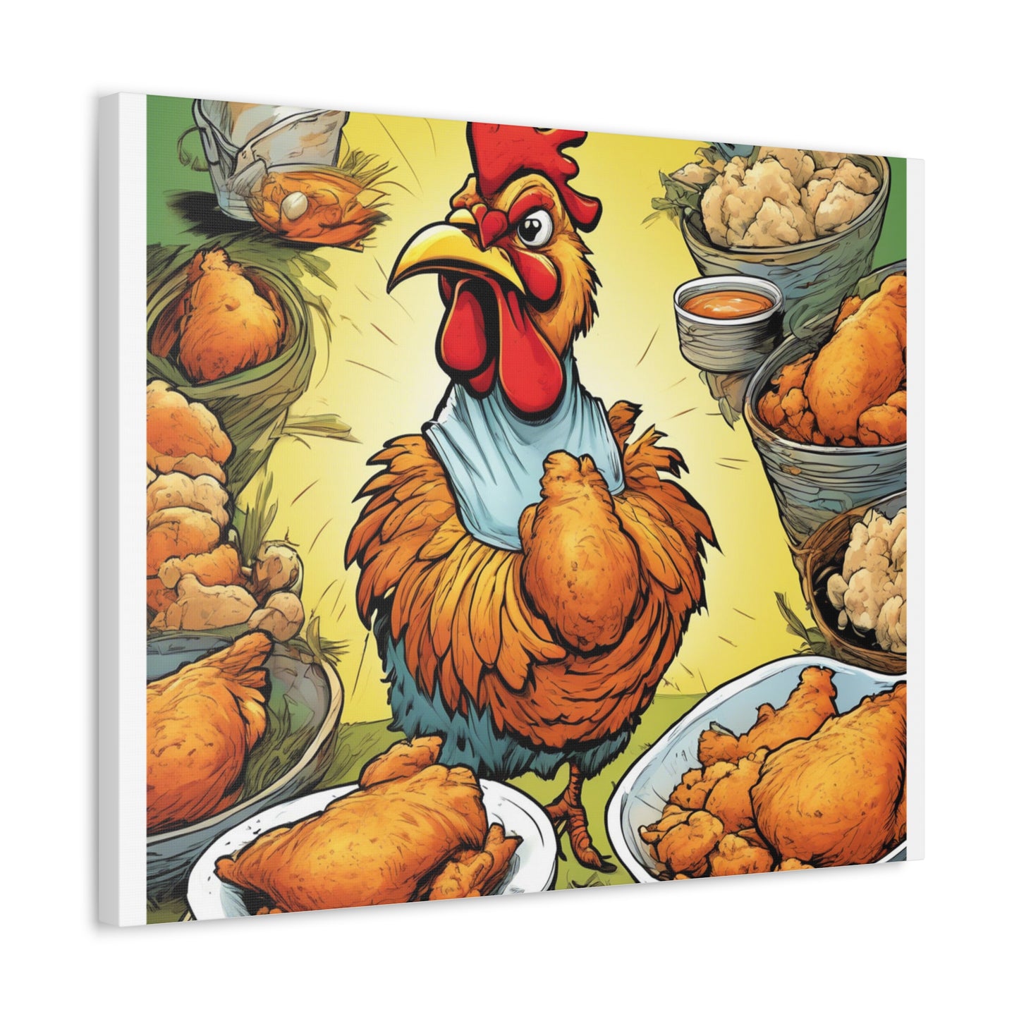 Funny Chicken Fried Food Comfort Food Art Canvas