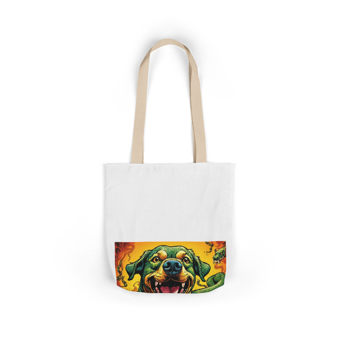 Surreal Serpent Hound Dark Fantasy Canvas Tote Bag