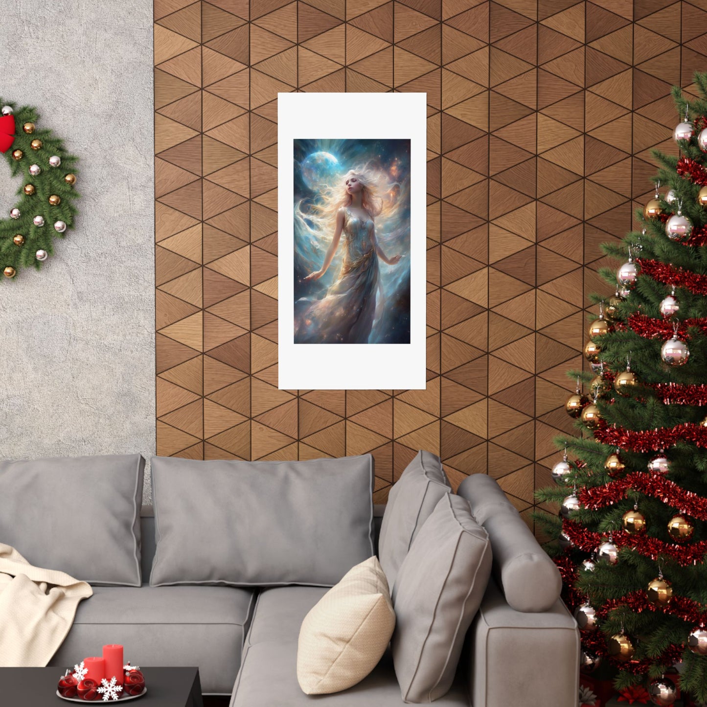 Moonlit Celestial Maiden Fantasy Portrait Poster
