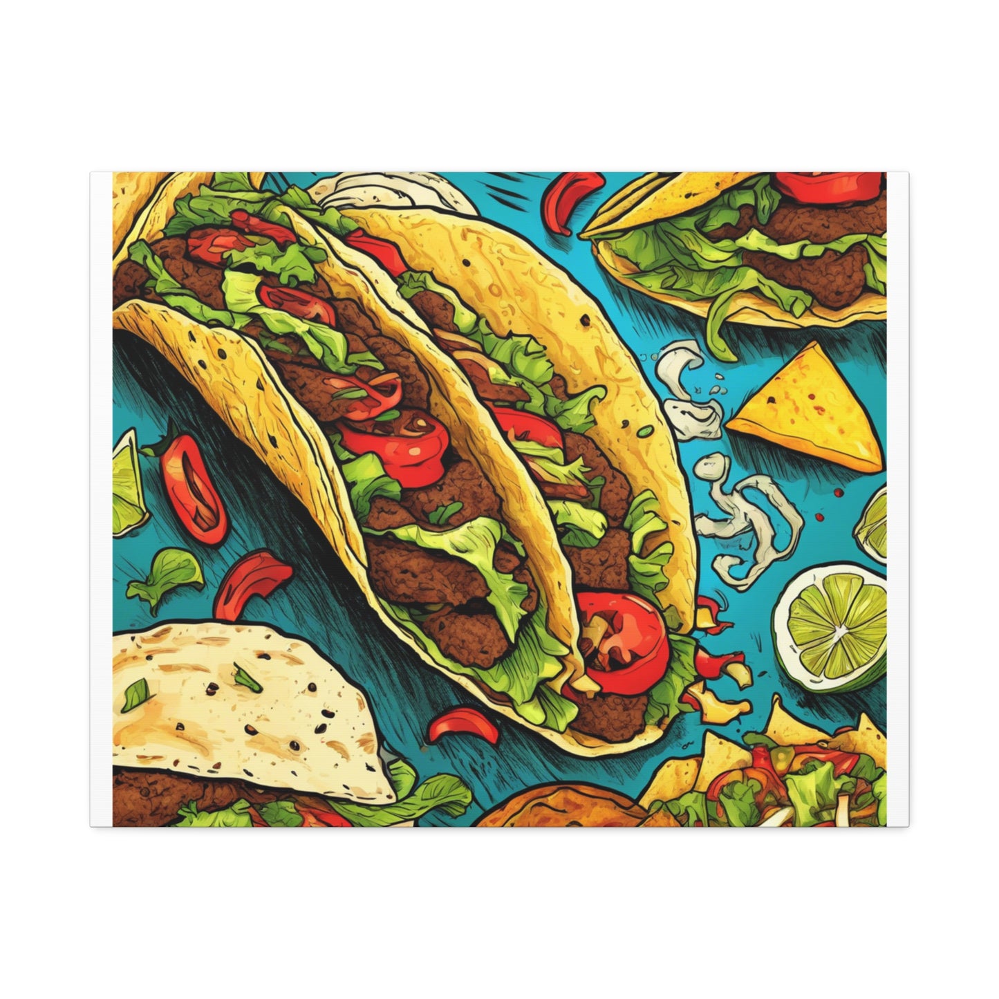 Taco Party Pattern Foodie Gift Art Canvas