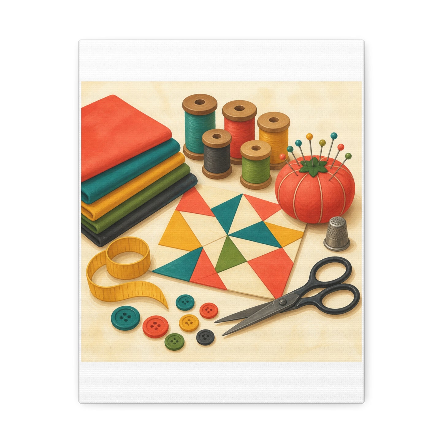 Colorful Sewing and Quilting Hobby Canvas Art