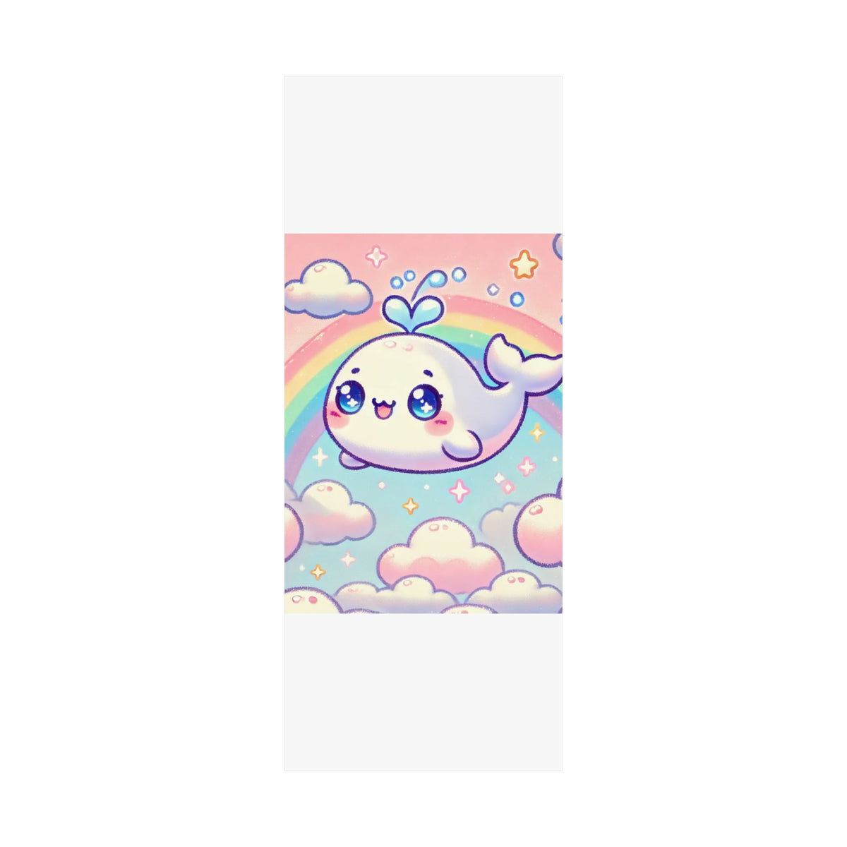 Kawaii Rainbow Whale Pastel Cloud Wall Art Poster