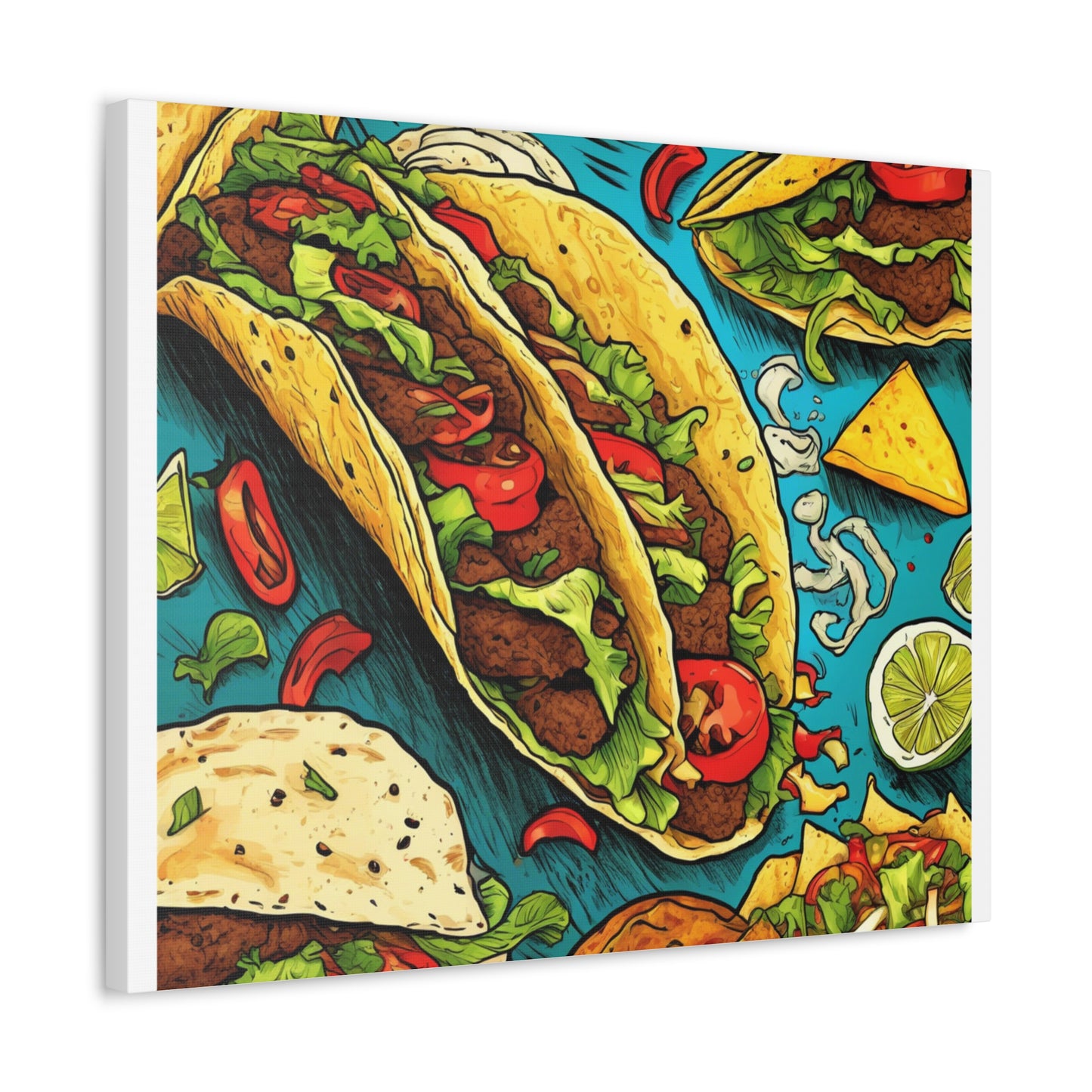 Taco Party Pattern Foodie Gift Art Canvas