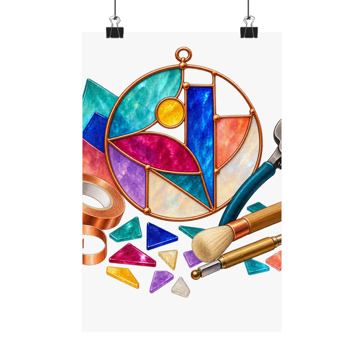 Abstract Stained Glass Suncatcher Workshop Poster
