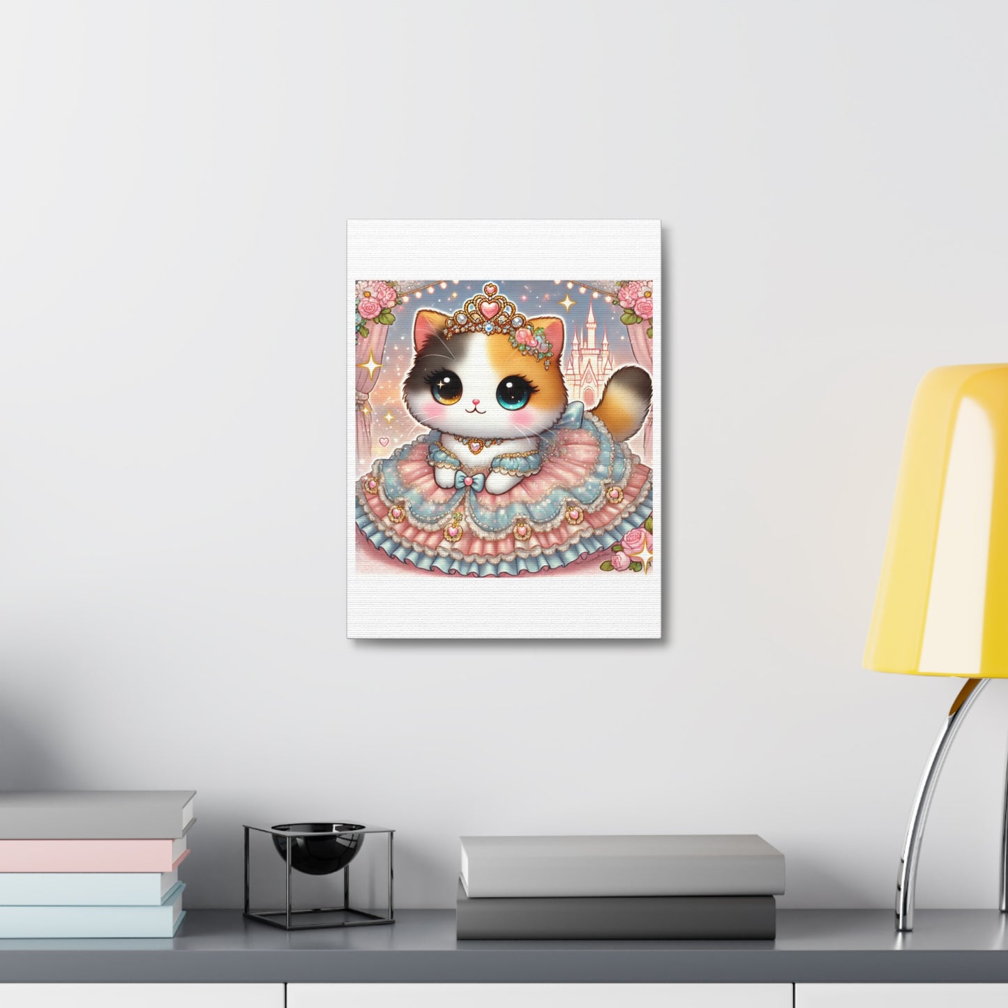 Pastel Princess Calico Cat Fantasy Canvas Wall Art