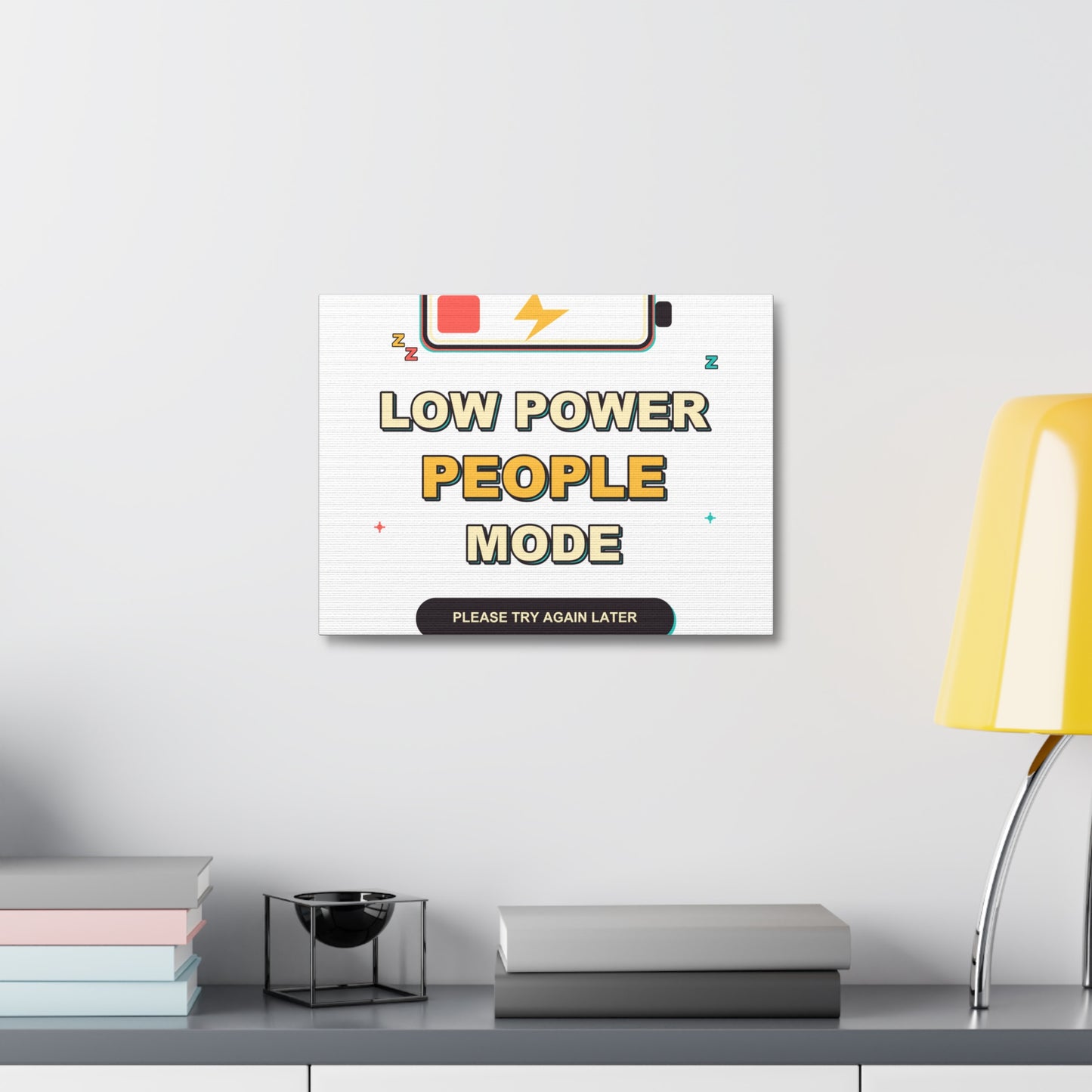 Low Power People Mode Funny Introvert Social Battery Canvas