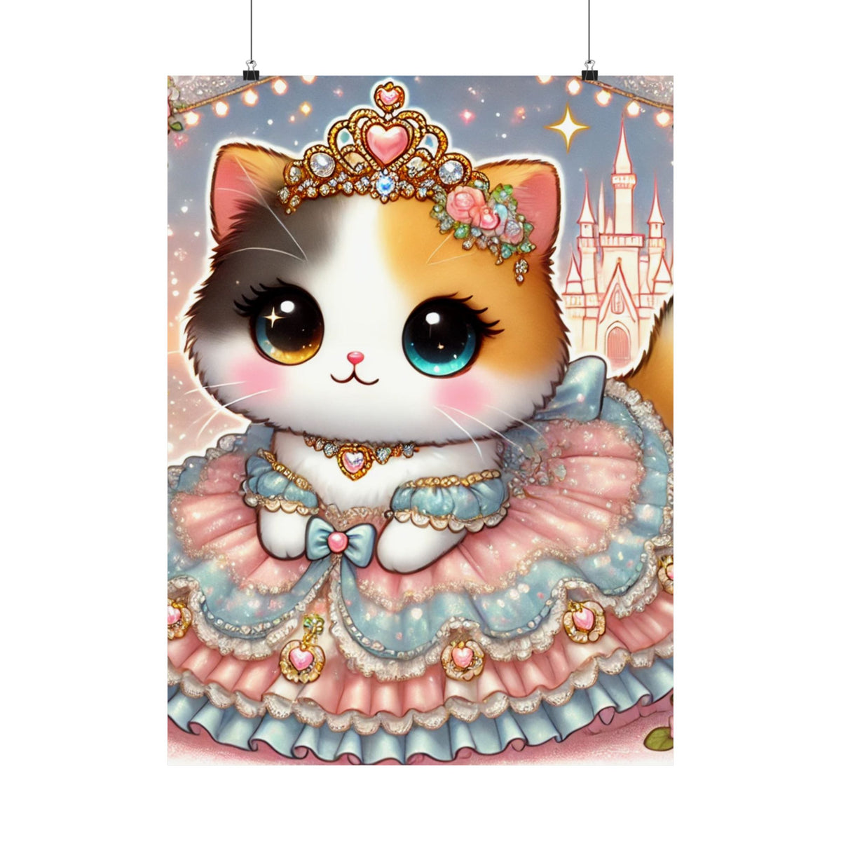 Pastel Princess Calico Cat Fantasy Wall Art Poster