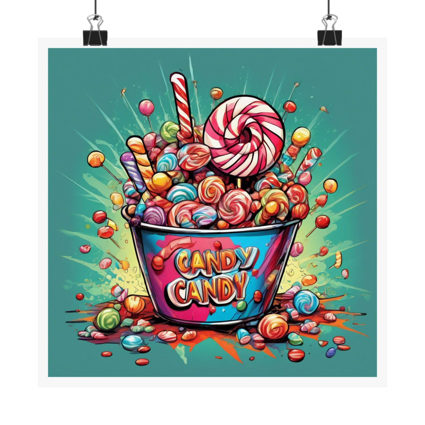 Holiday Candy Bucket Sweets Gift Art Poster