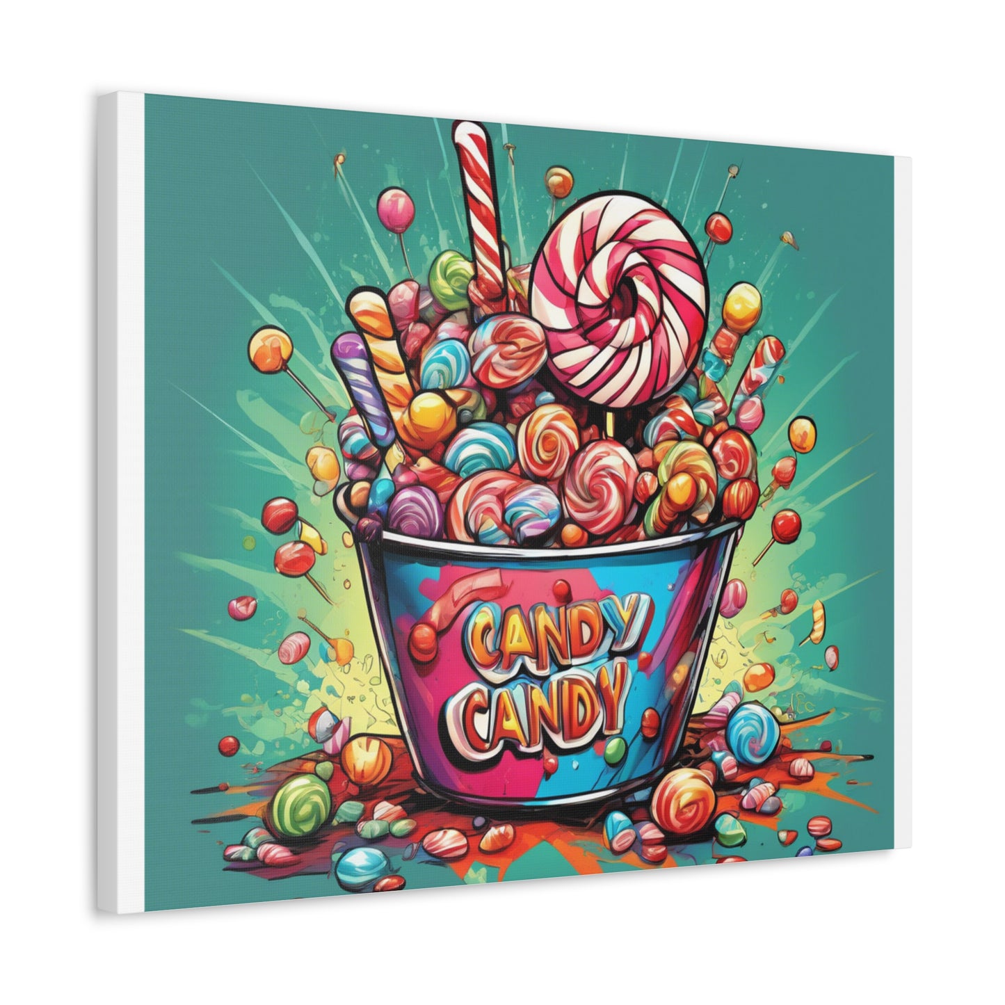 Holiday Candy Bucket Sweets Gift Art Canvas