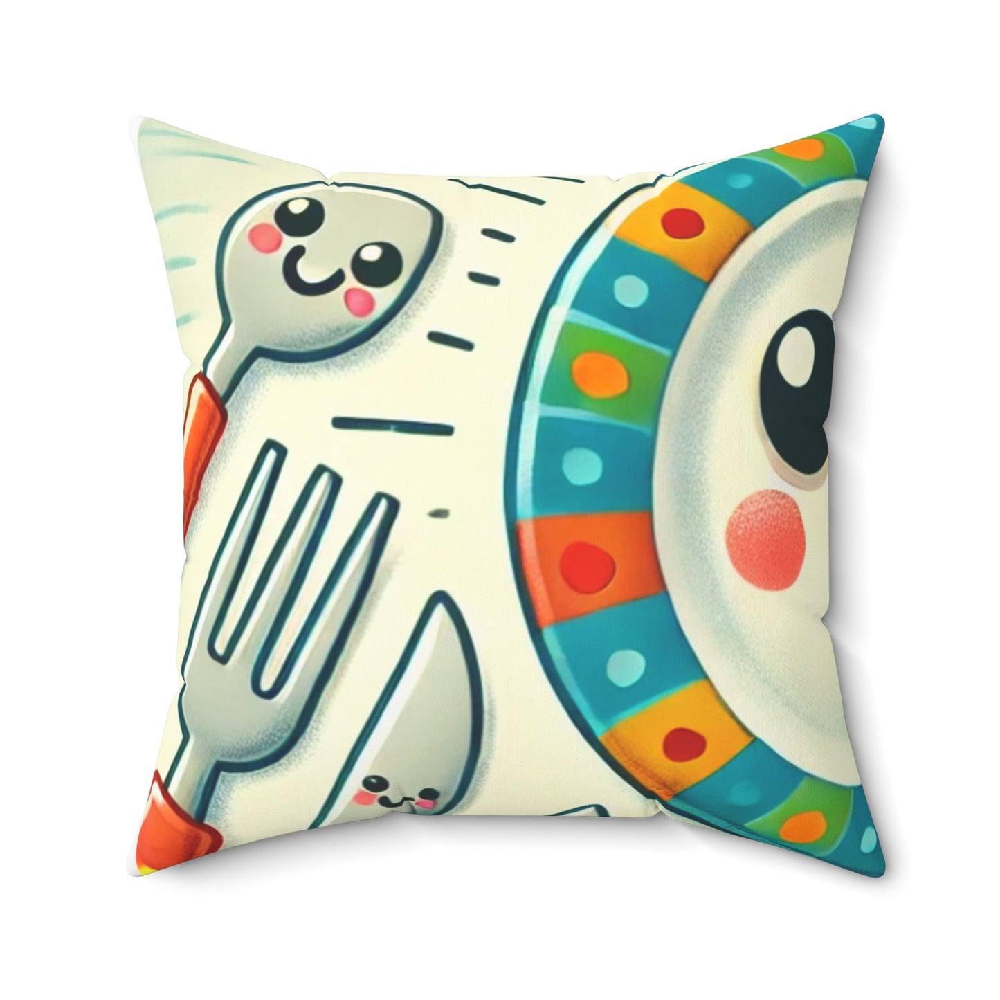 Happy Kitchen Tableware Kawaii Decorative Pillow