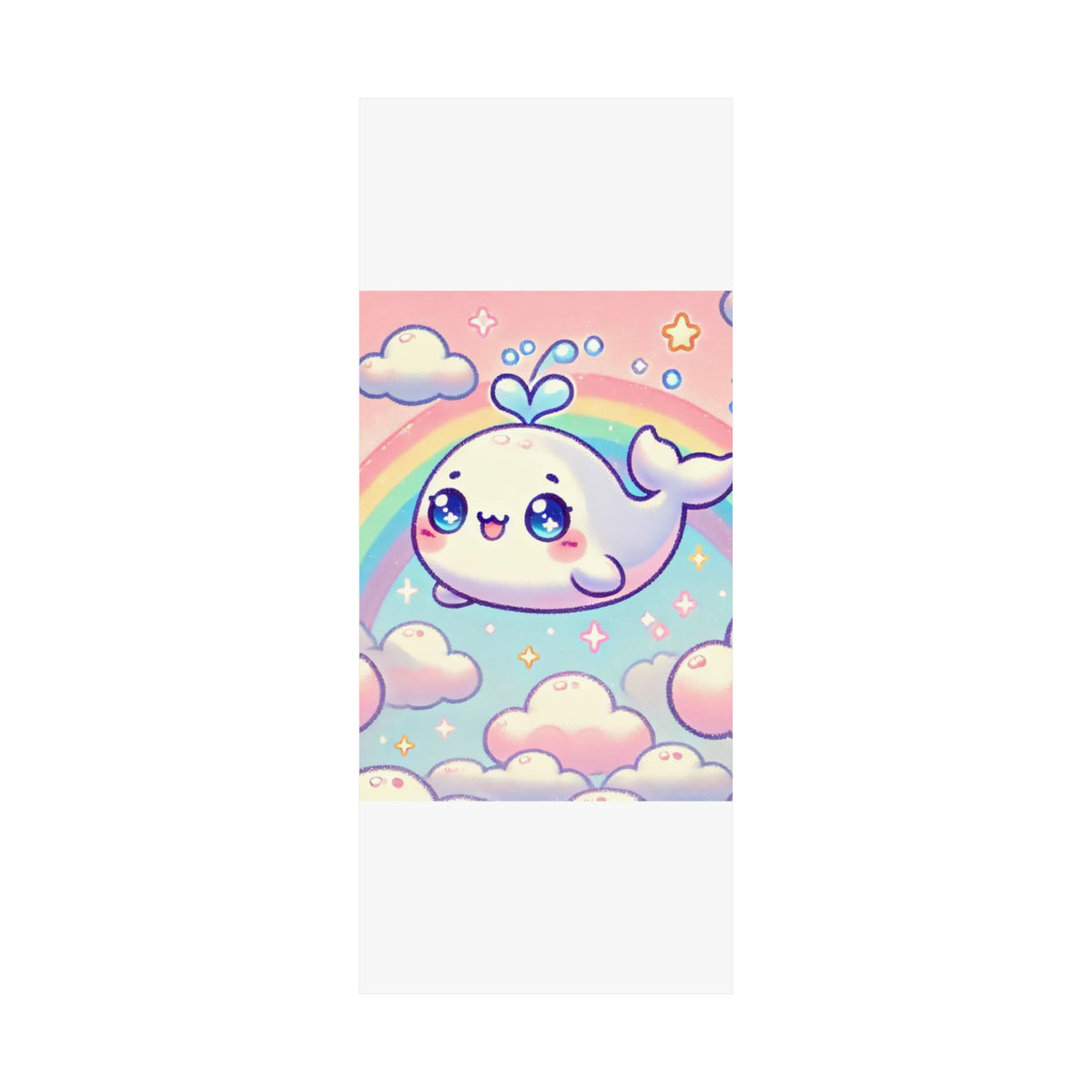 Kawaii Rainbow Whale Pastel Cloud Wall Art Poster